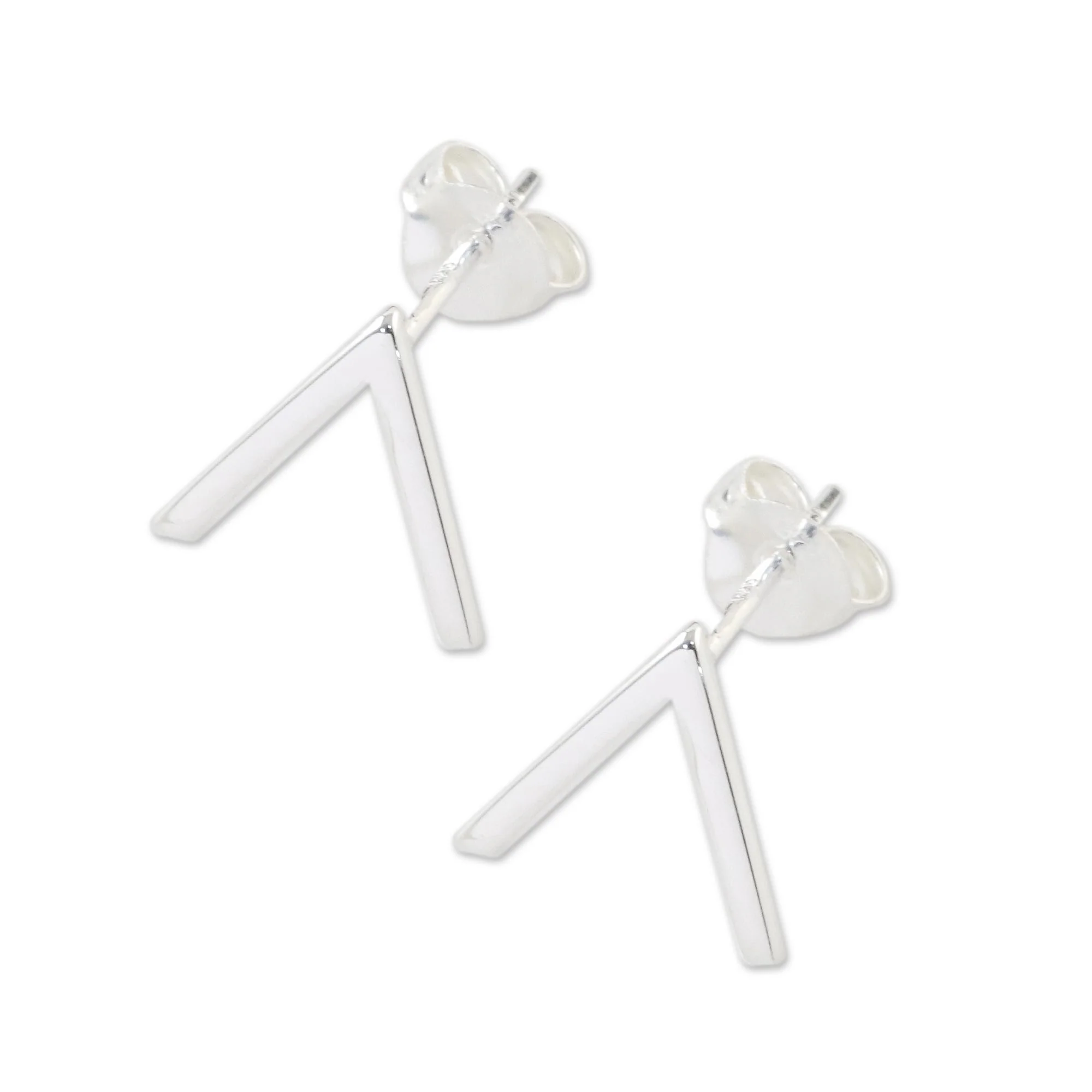 Shimmering Mountains Sterling Silver Pointed Post Earrings from Thailand - Image 5