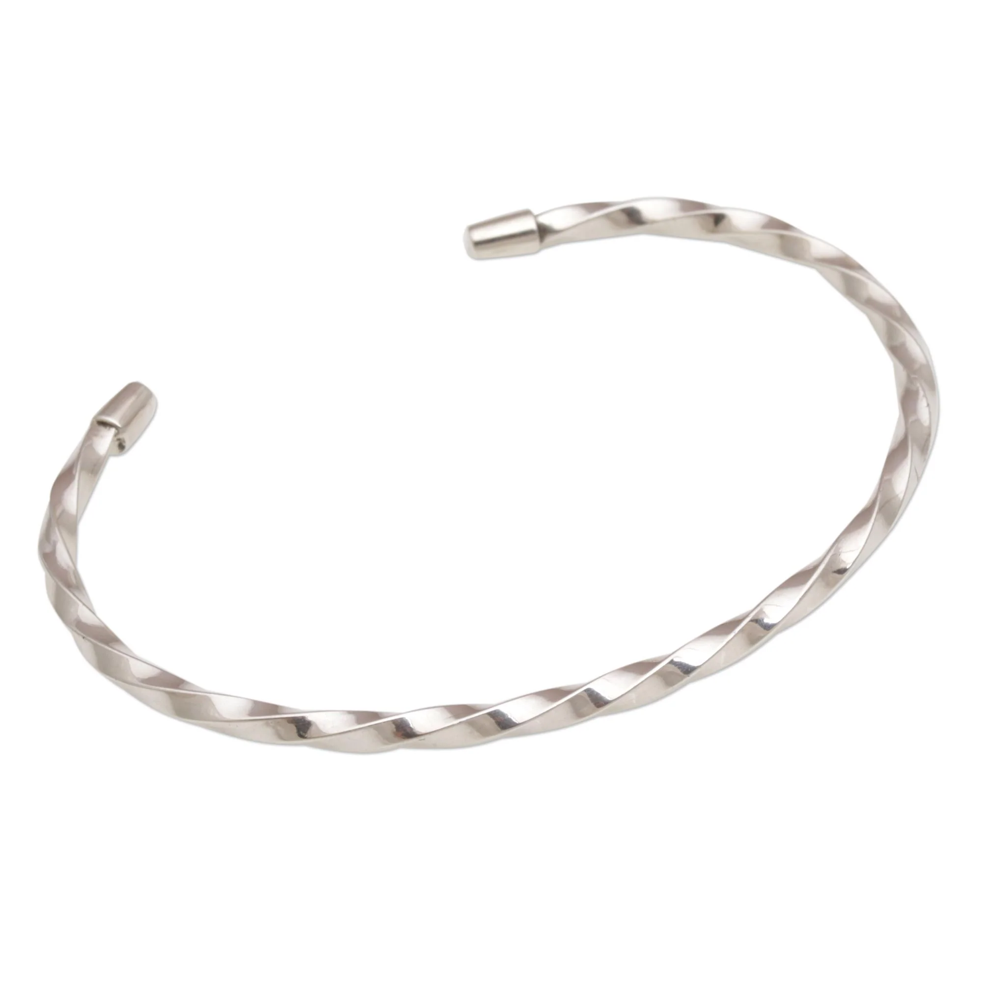 Shimmering Twist 925 Sterling Silver Twisted Cuff Bracelet from Bali - Image 3