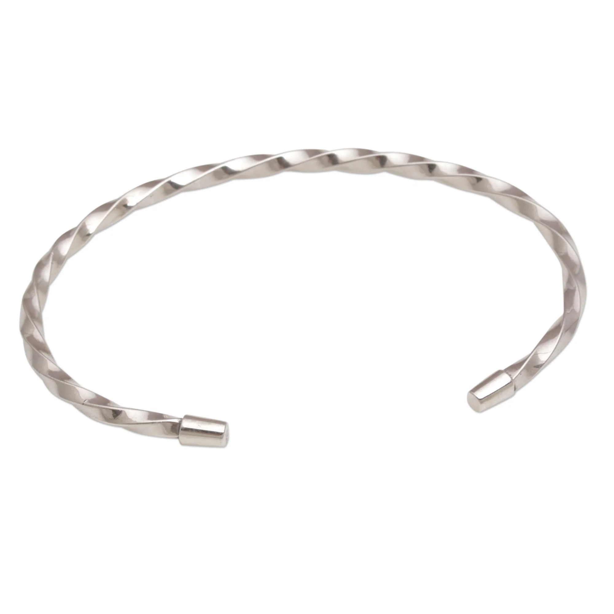 Shimmering Twist 925 Sterling Silver Twisted Cuff Bracelet from Bali - Image 4