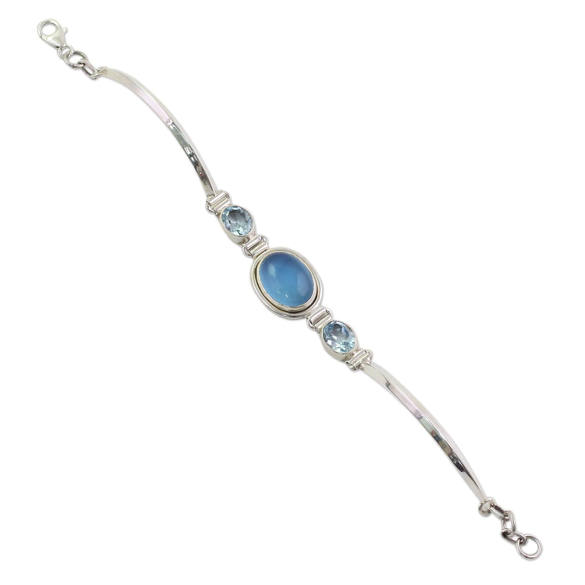Shining Blue Chalcedony & Topaz Bracelet - Image 5