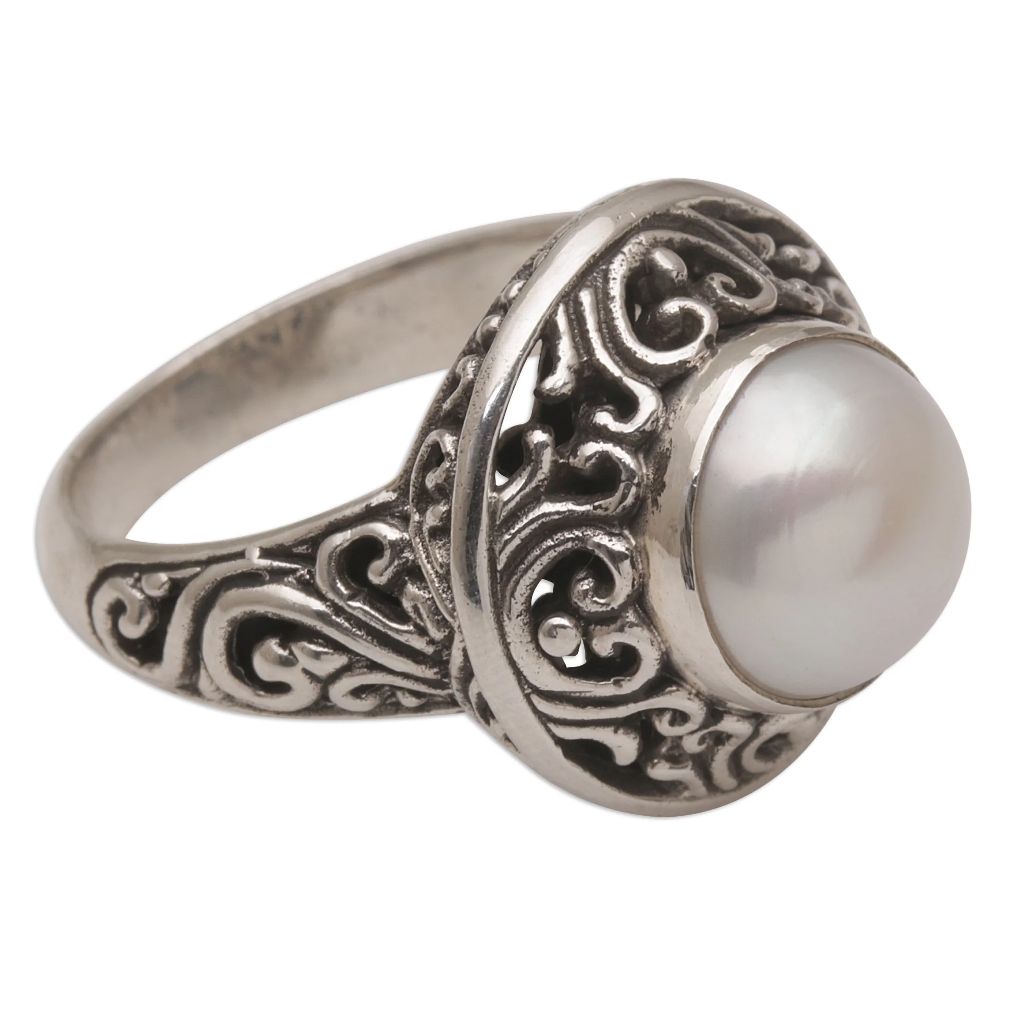 Shining Kingdom Handmade 925 Sterling Silver Cultured Pearl Cocktail Ring - Image 2