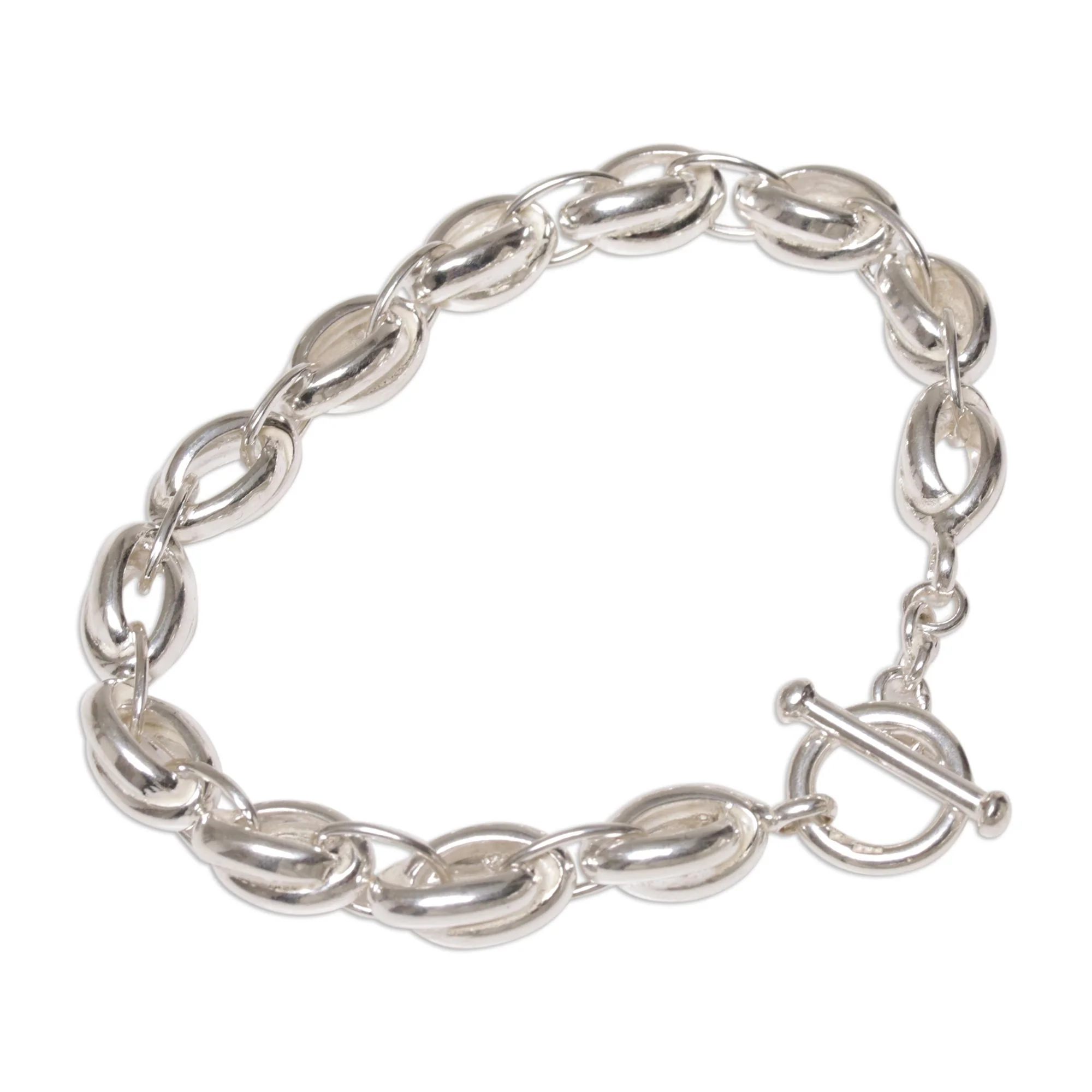 Shining Novas Sterling Silver Men's Link Bracelet from Indonesia - Image 4