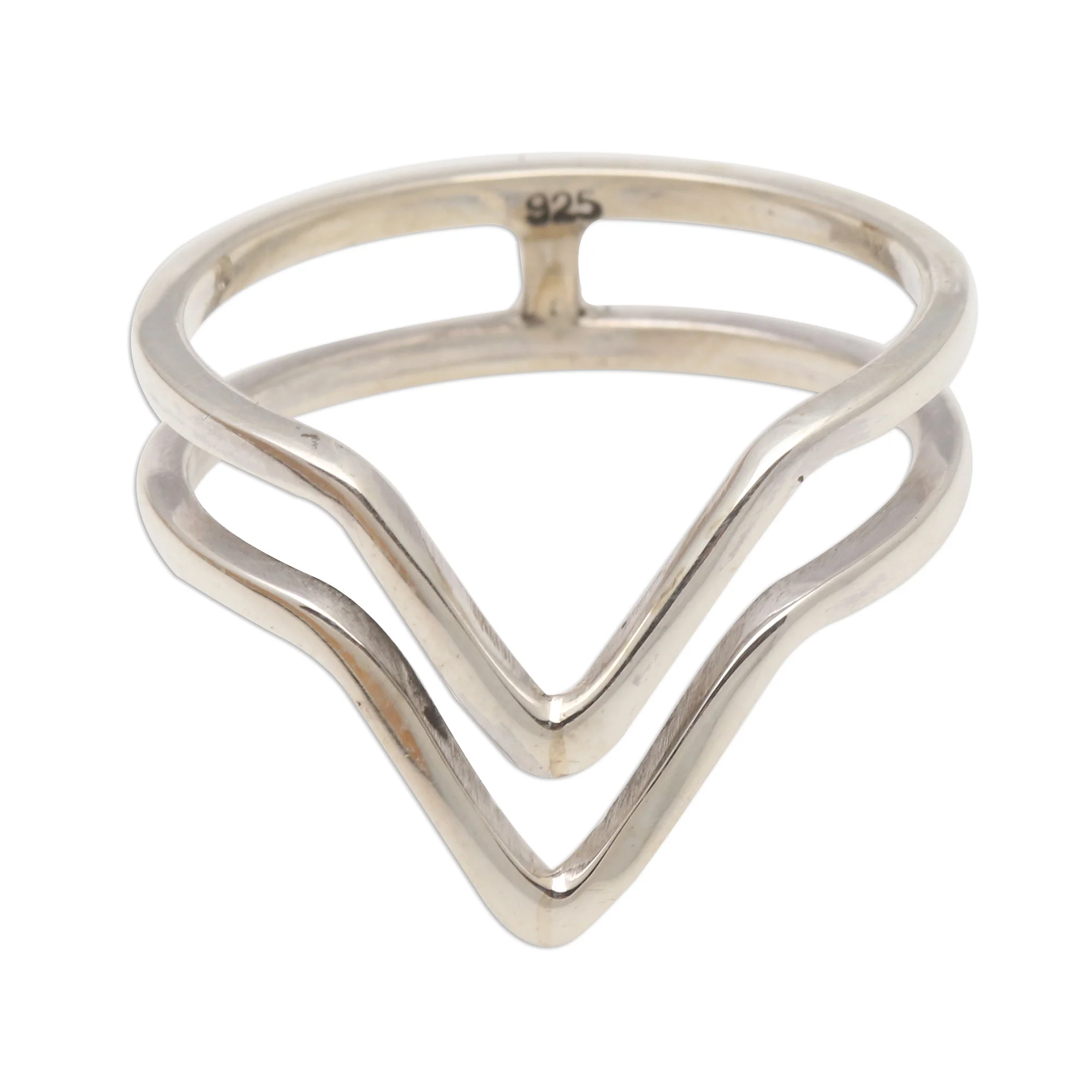 Shining Progress Pointed Sterling Silver Band Ring from Bali - Image 2