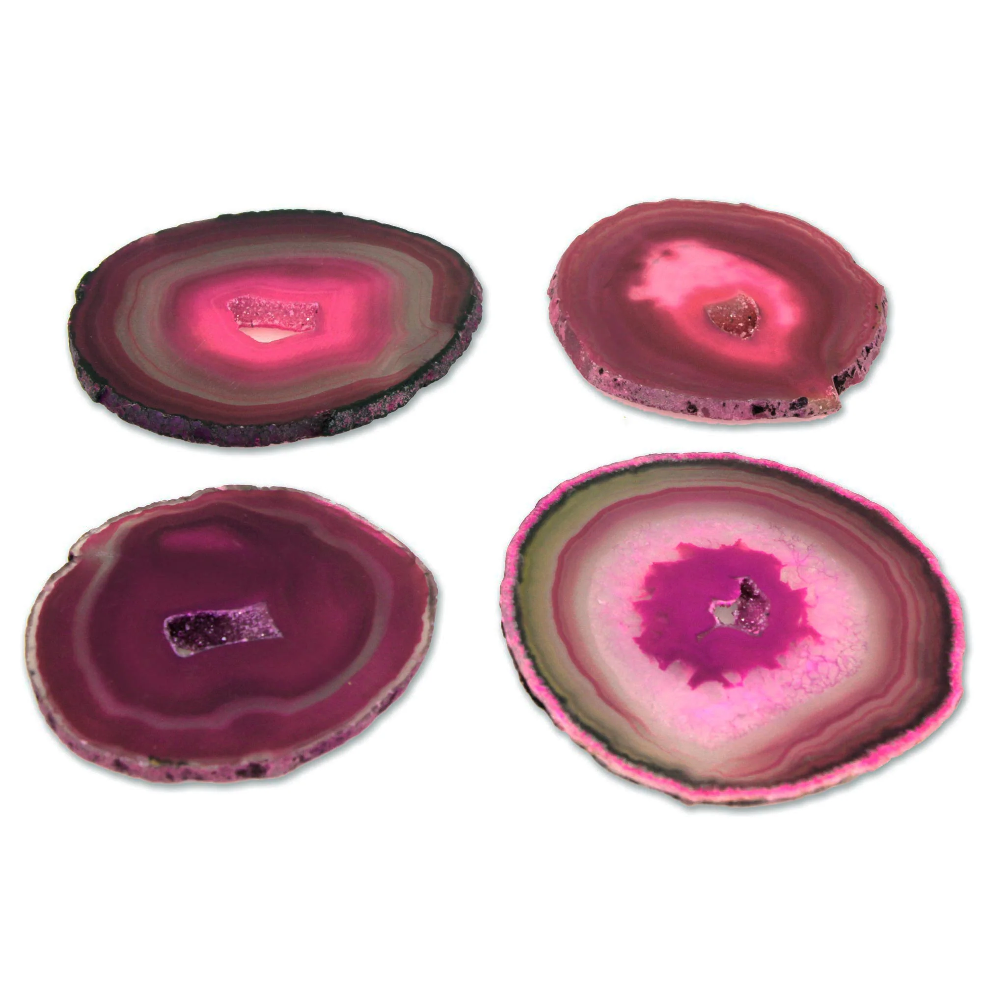 Shocking Rose Deep Magenta Brazilian Agate Coasters (Set of 4) - Image 2