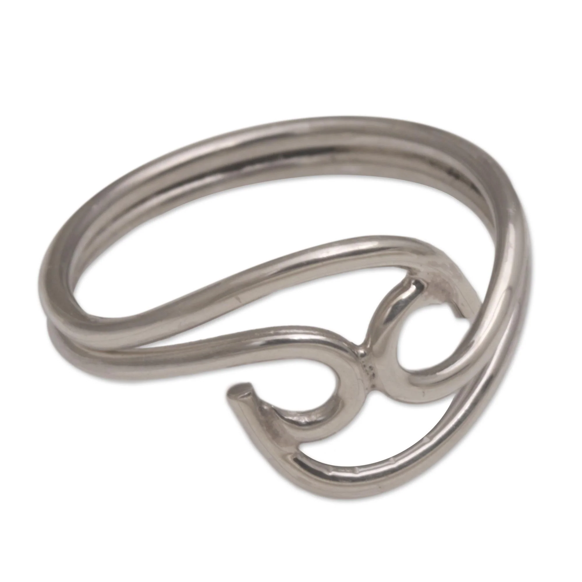 Shockwave Contemporary Sterling Silver Cocktail Ring from Bali - Image 2