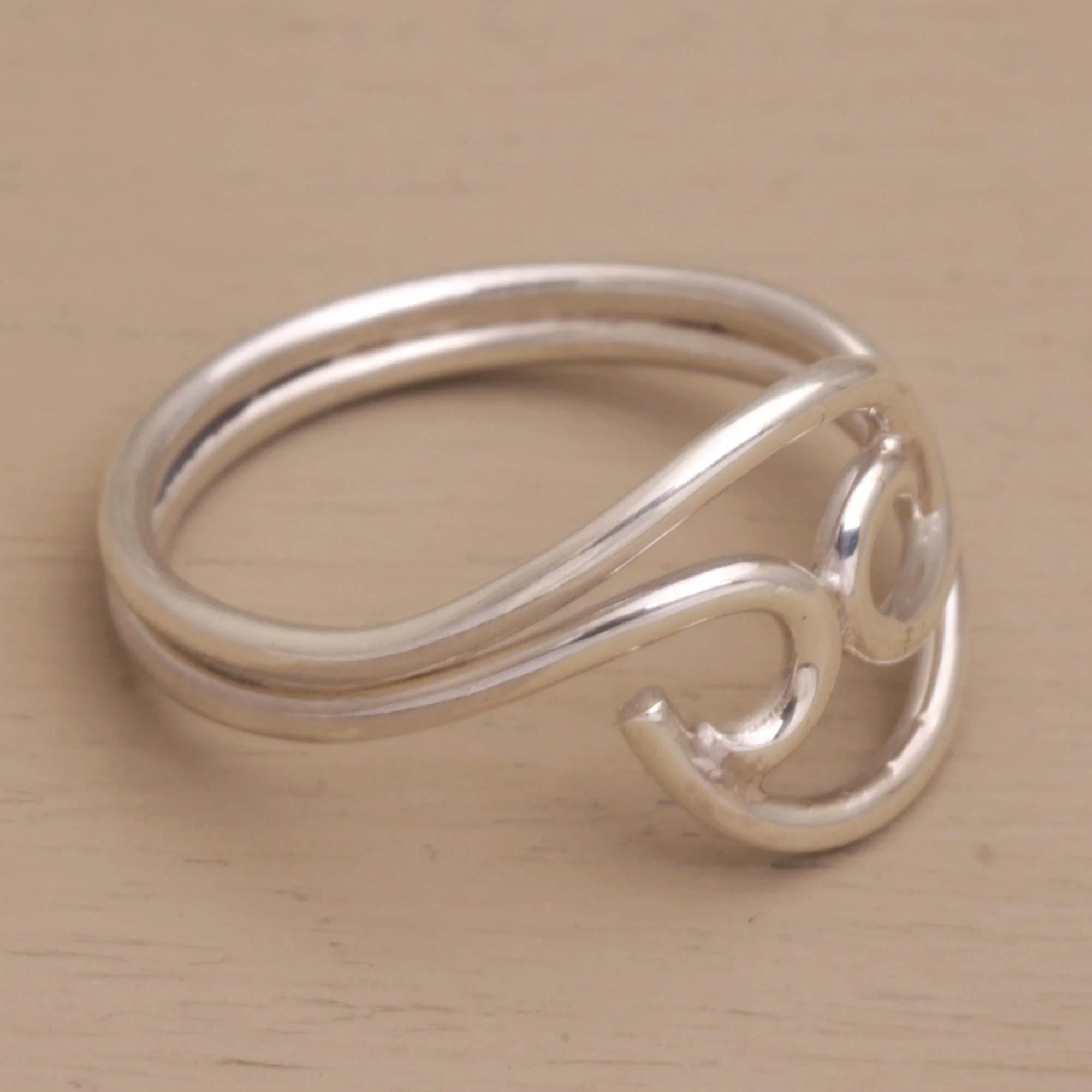 Shockwave Contemporary Sterling Silver Cocktail Ring from Bali - Image 3