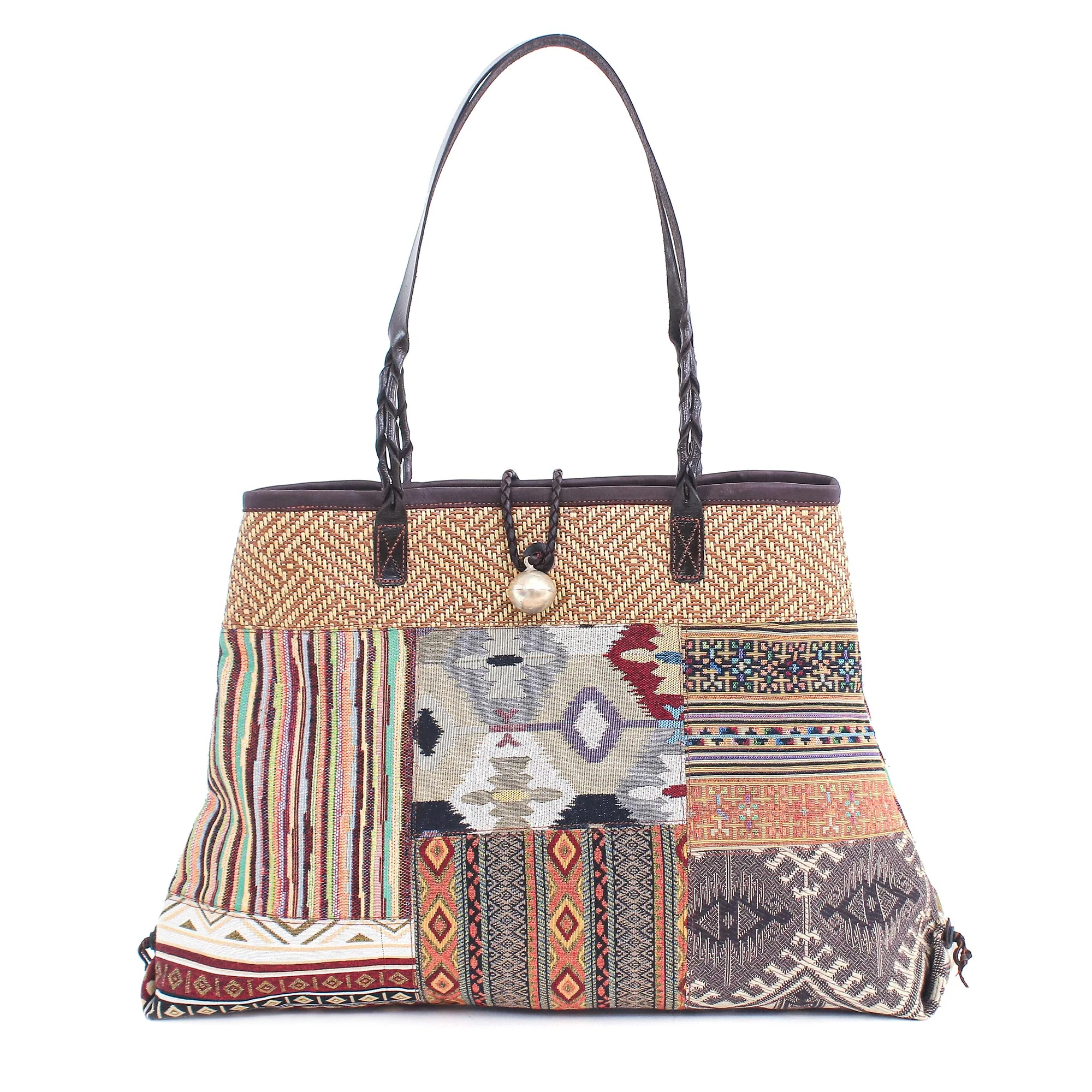 Shopping Day in Yellow Cotton Blend and Leather Shoulder Bag - Image 2