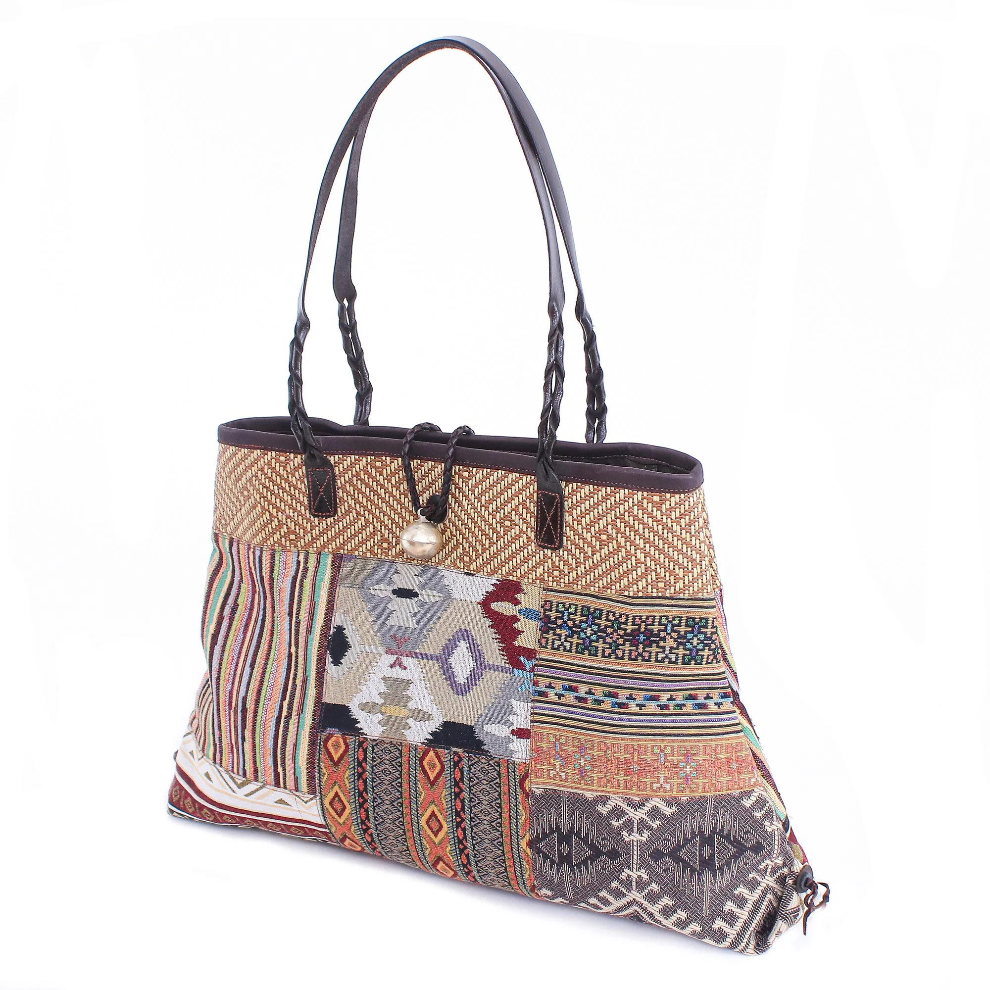 Shopping Day in Yellow Cotton Blend and Leather Shoulder Bag - Image 3