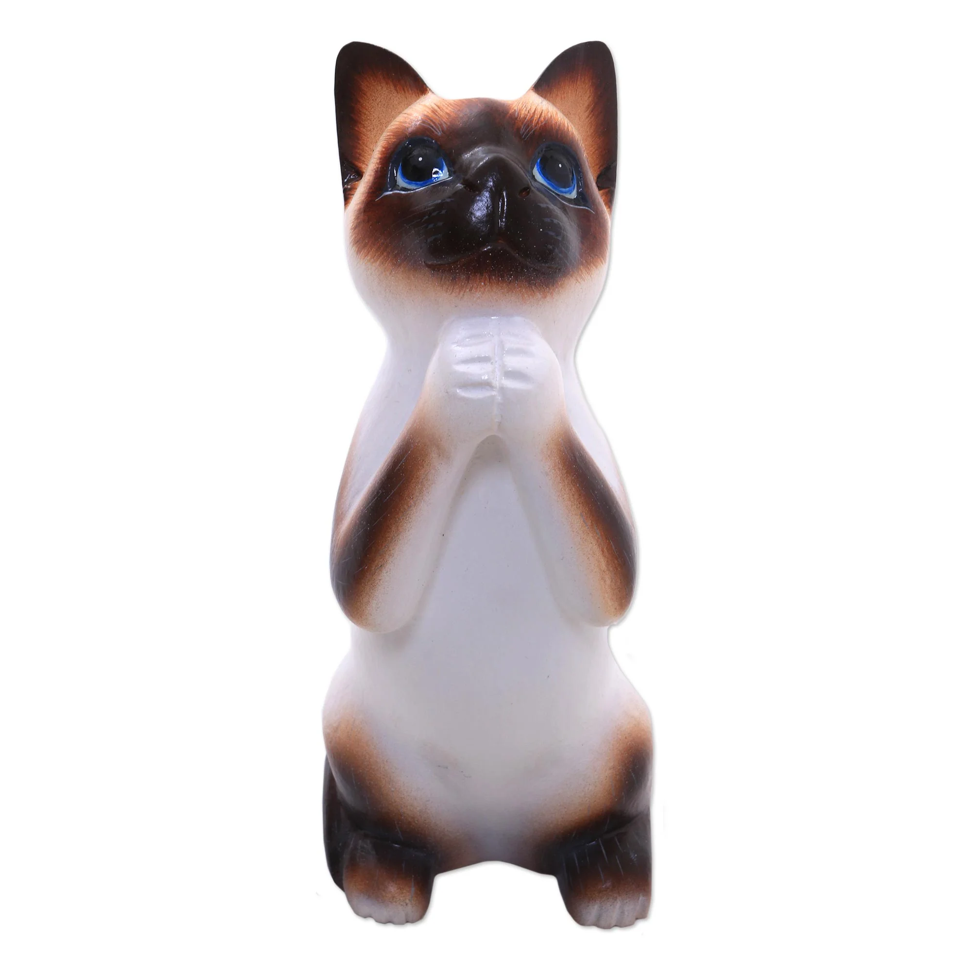Siamese Cat Wish Albesia Wood Sculpture - Image 4