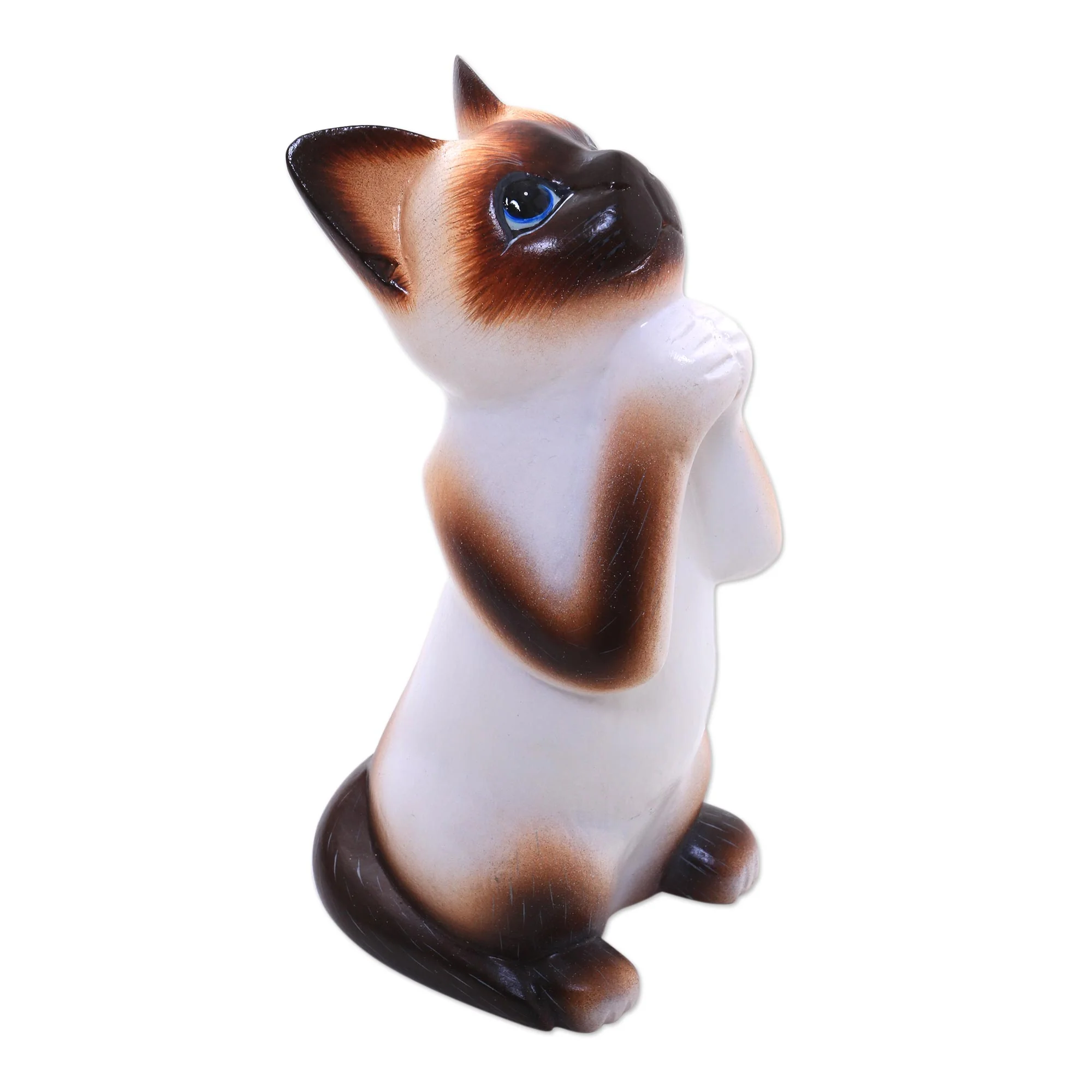 Siamese Cat Wish Albesia Wood Sculpture - Image 5