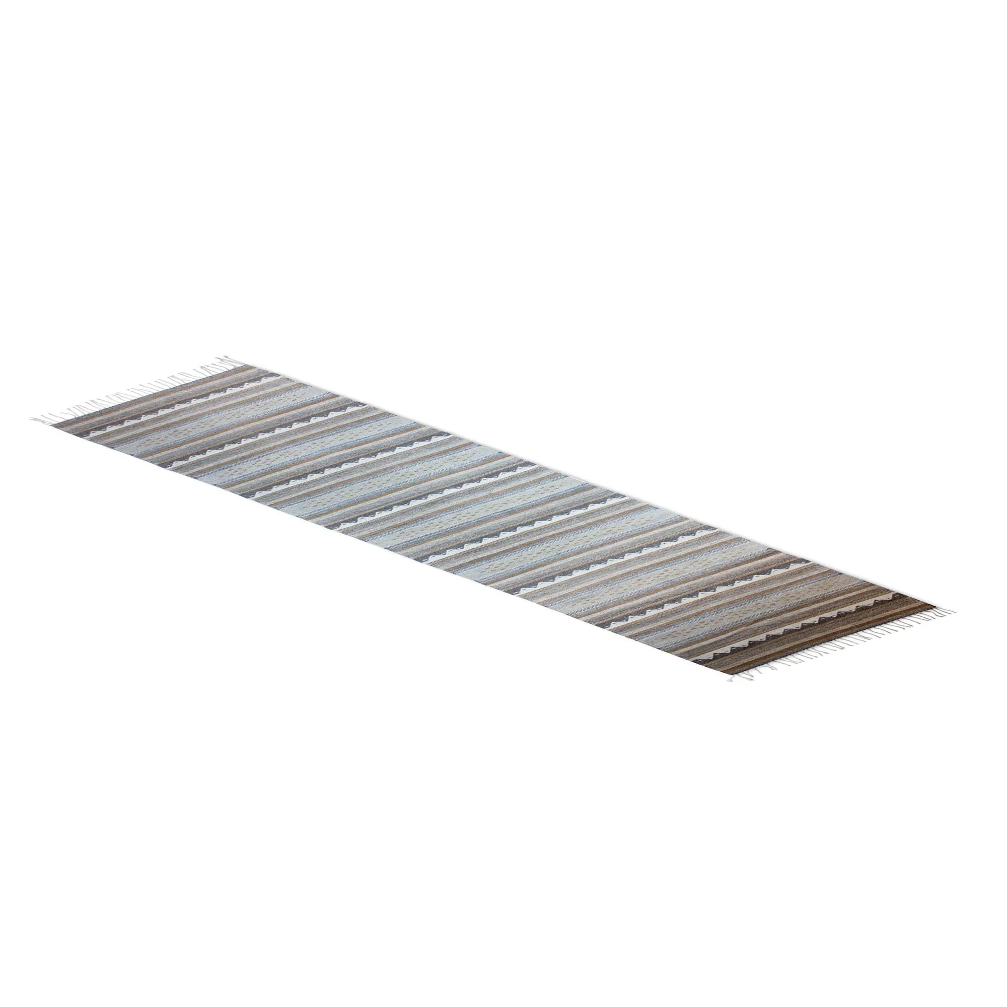 Sierra Plains Hand Made Zapotec Gray Brown Wool Runner Rug (2.6x10) - Image 4