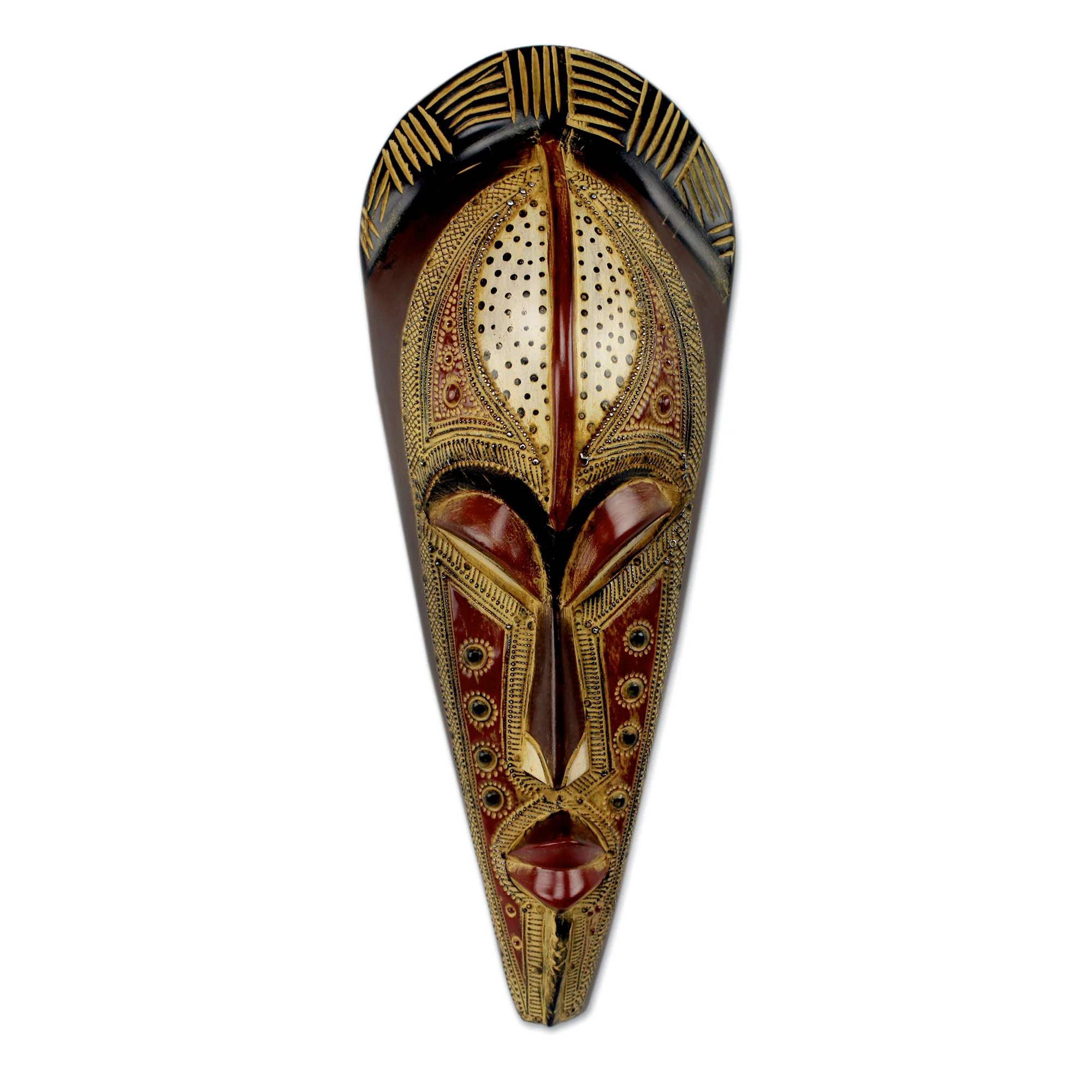 Silence is Golden Hand Carved Authentic African Mask from Ghana - Image 2