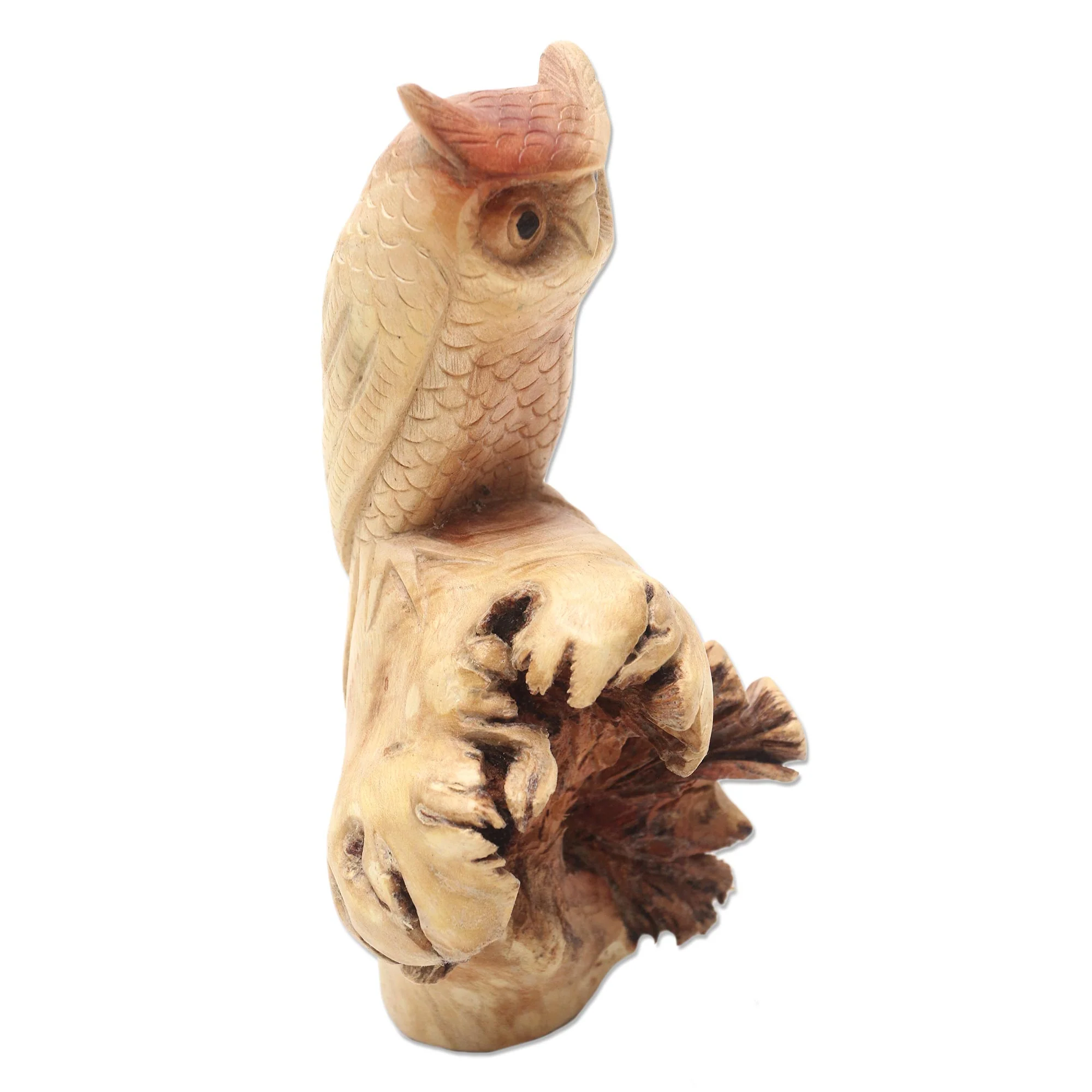 Silent Owl Hand Carved Wood Owl Sculpture - Image 3