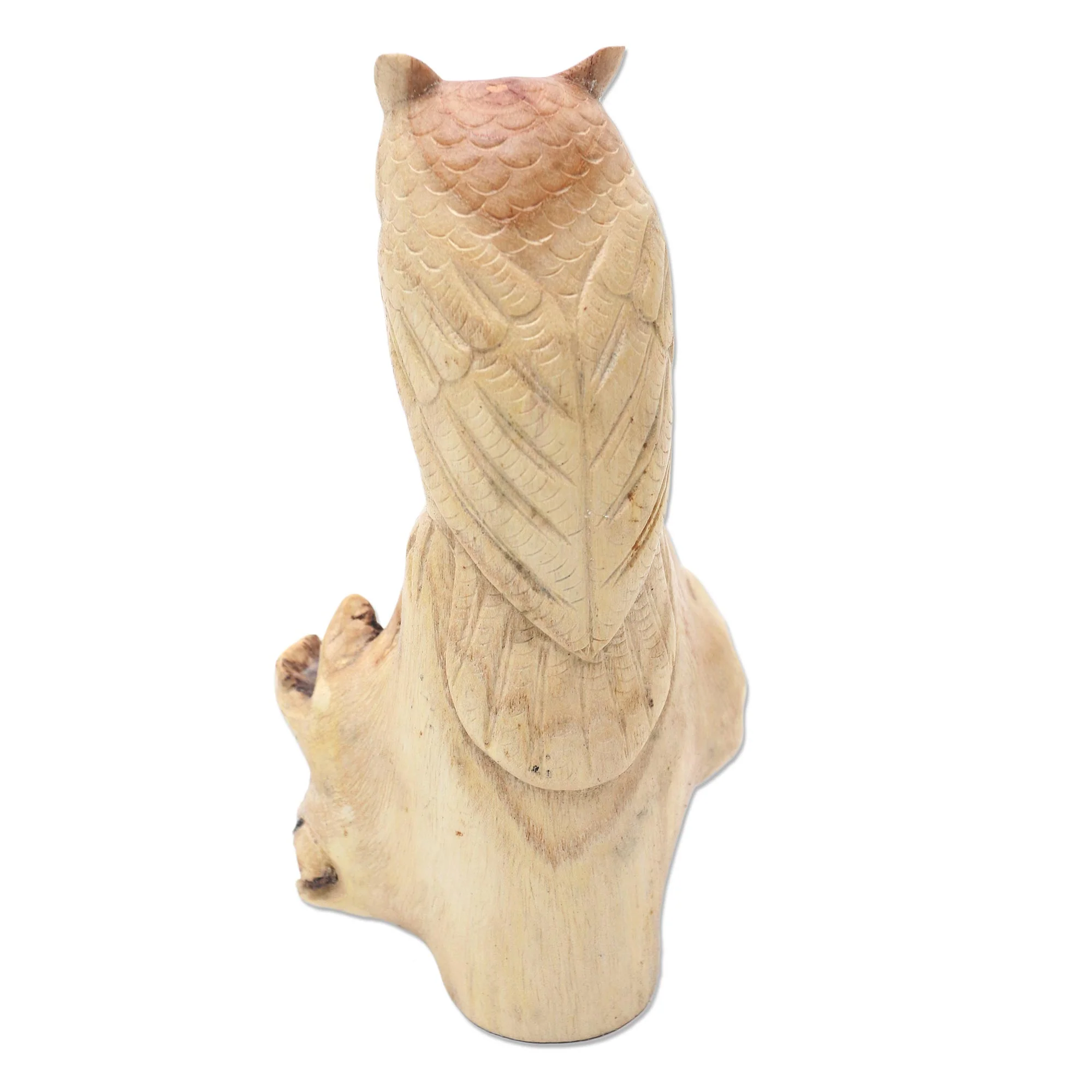 Silent Owl Hand Carved Wood Owl Sculpture - Image 5