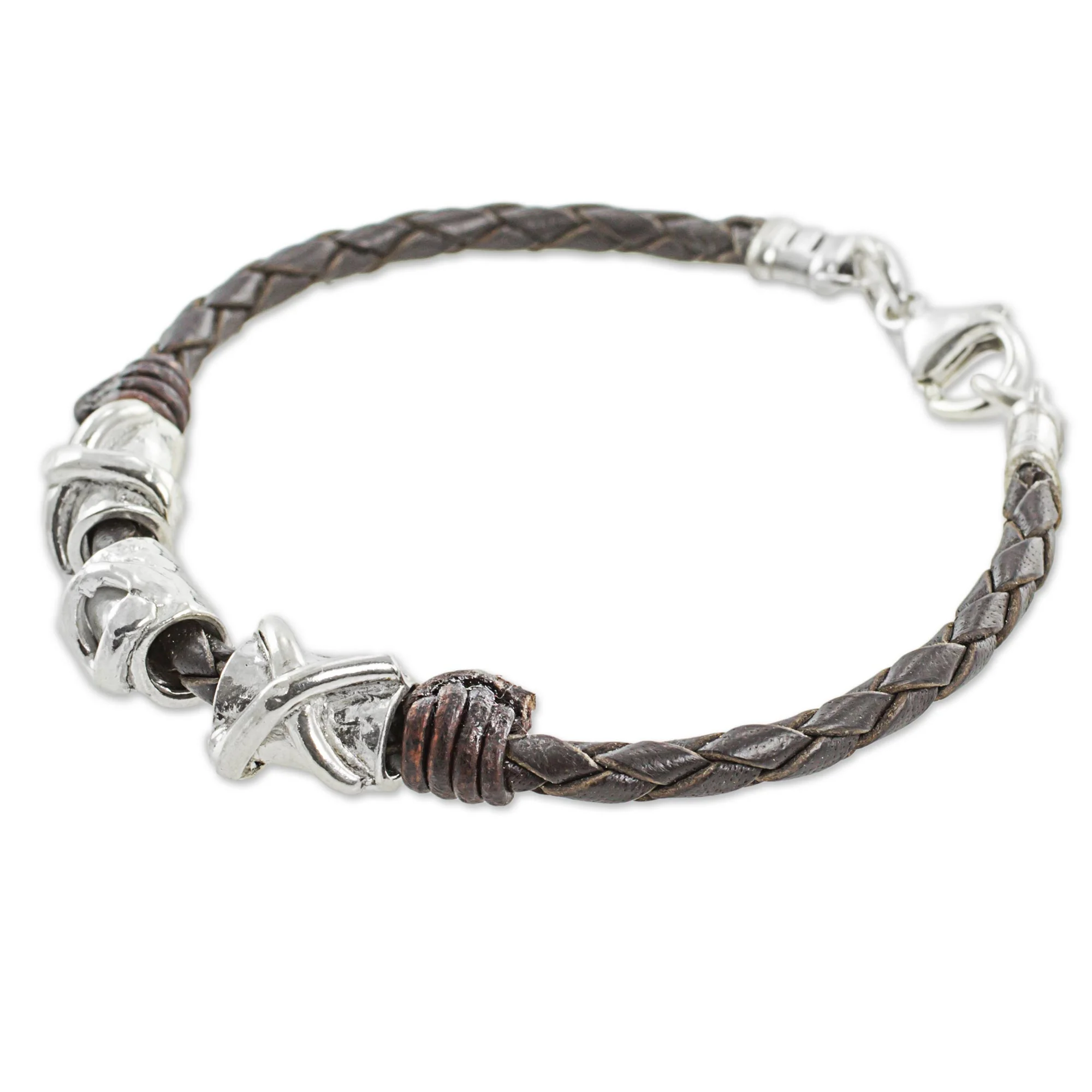Silver Love in Brown 999 Silver Brown Pendant Wristband Bracelet from Guatemala - Image 5