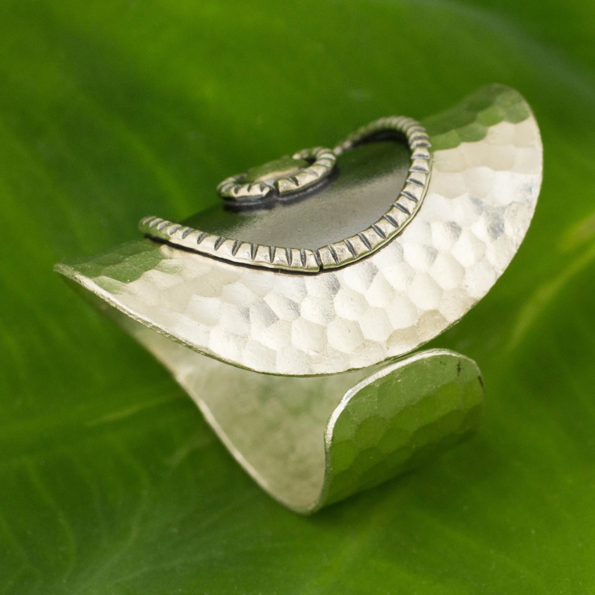 Silver Sun Artisan Made Thai Silver Wrap Ring with Oxidized Finish - Image 3