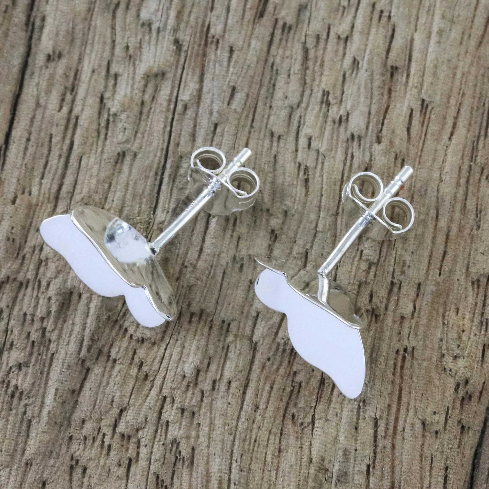 Silver Thoughts Handmade Sterling Silver Butterfly Earrings from Thailand - Image 3