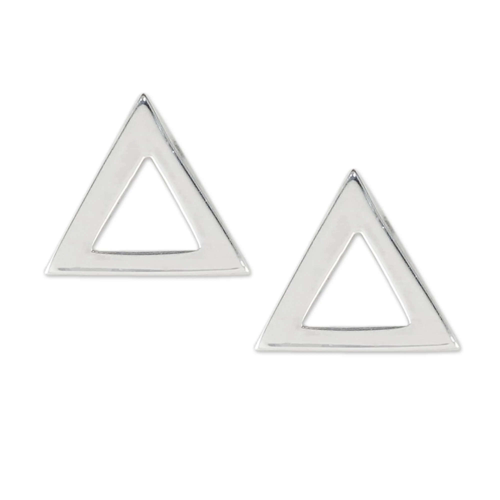 Silver Triangles Handcrafted Sterling Silver Triangle Stud Earrings - Image 2
