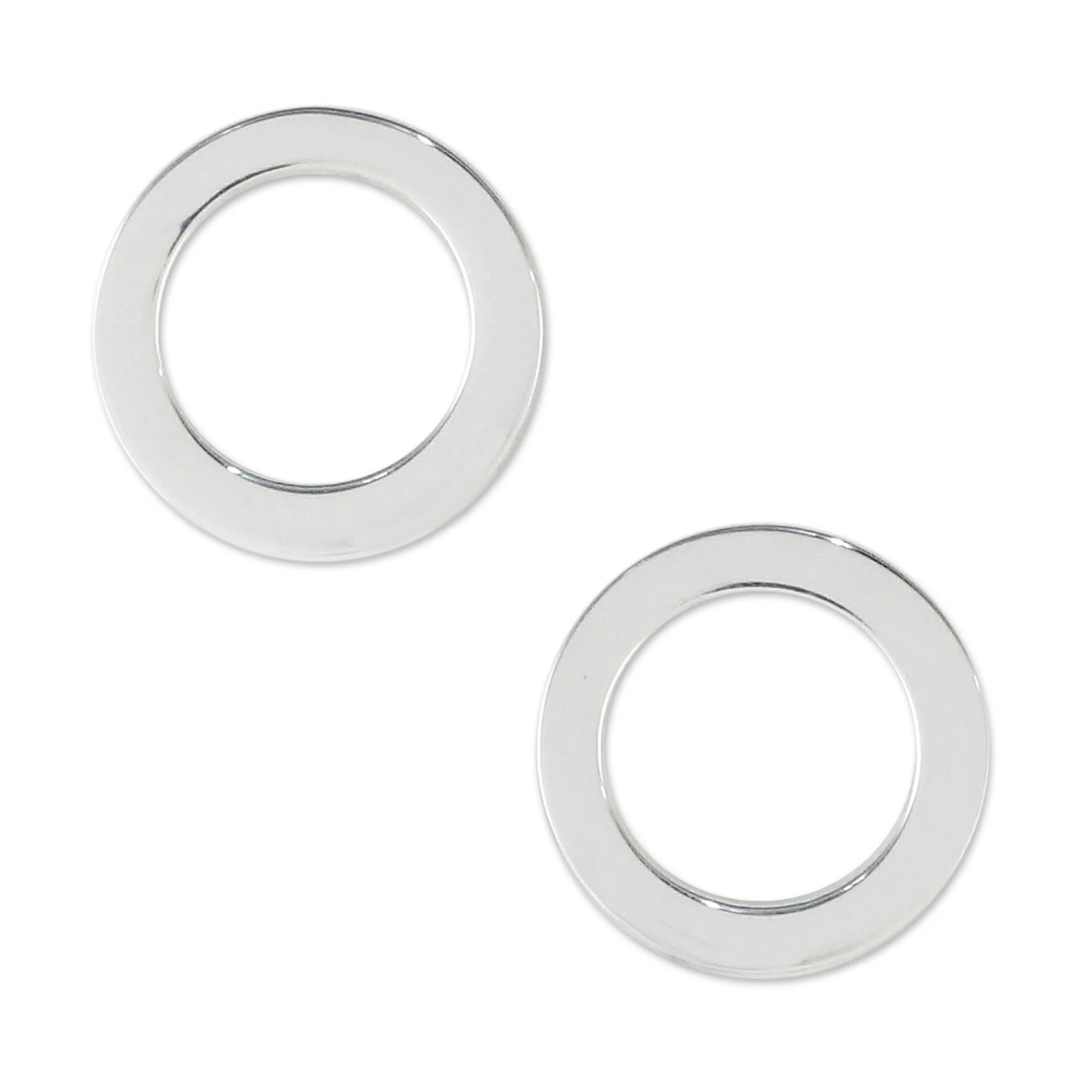 Simple Circles Handcrafted Sterling Silver Stud Earrings from Thailand - Image 2