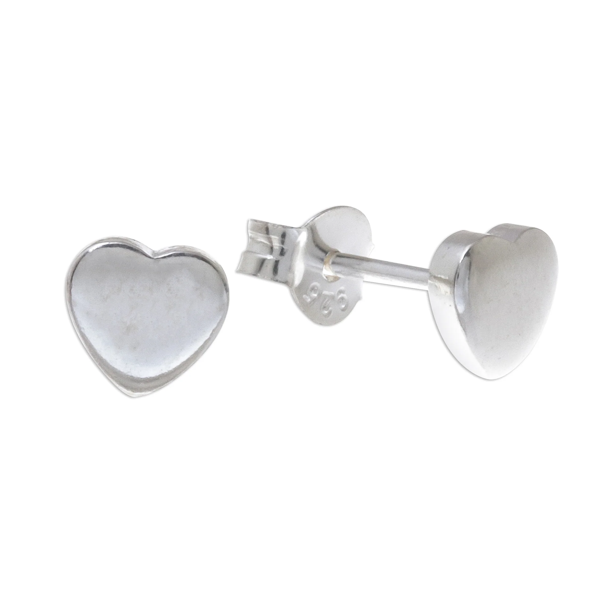 Simple Hearts Heart-Shaped Sterling Silver Stud Earrings from Thailand - Image 5