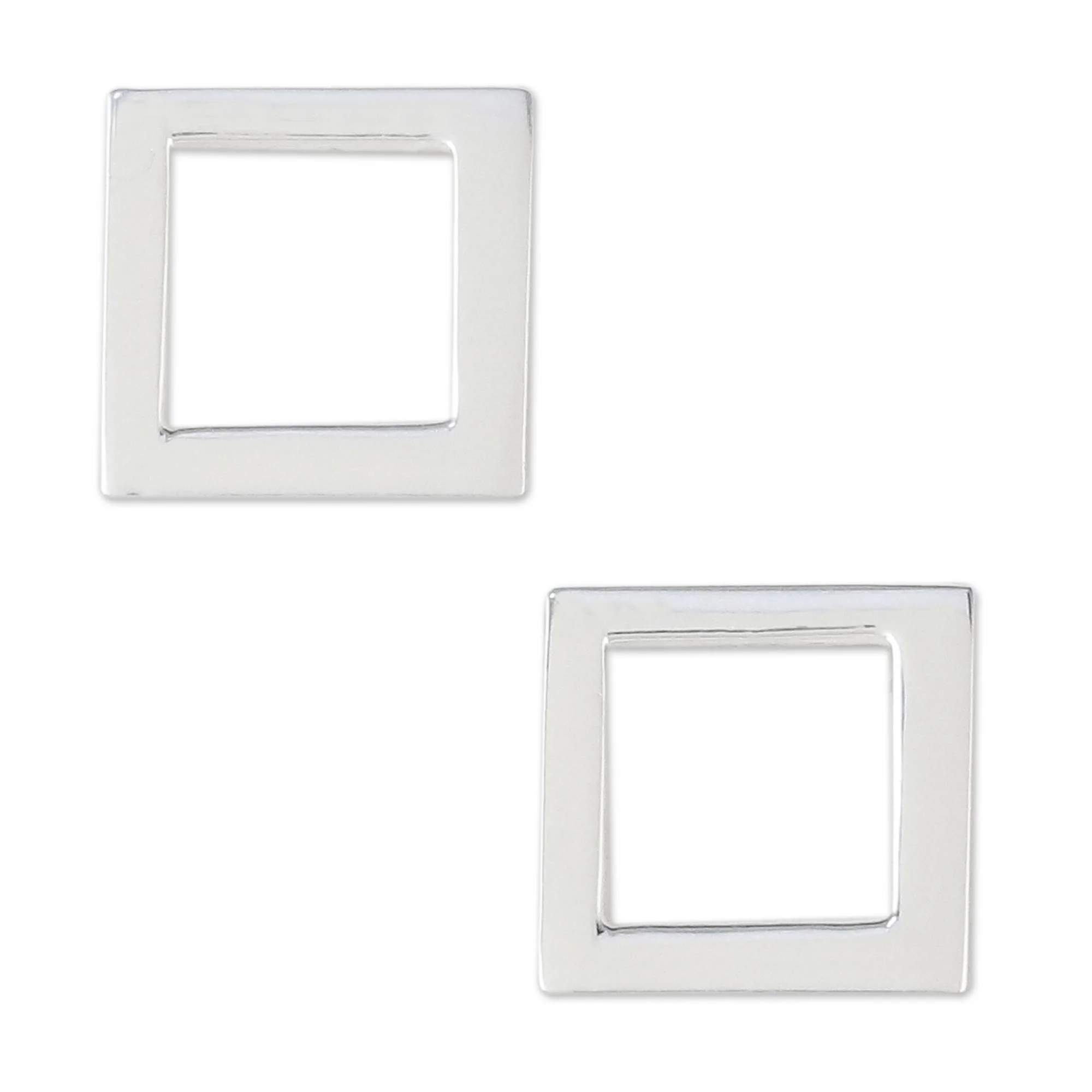 Simple Squares Sterling Silver Square-Shaped Post Earrings from Thailand - Image 2