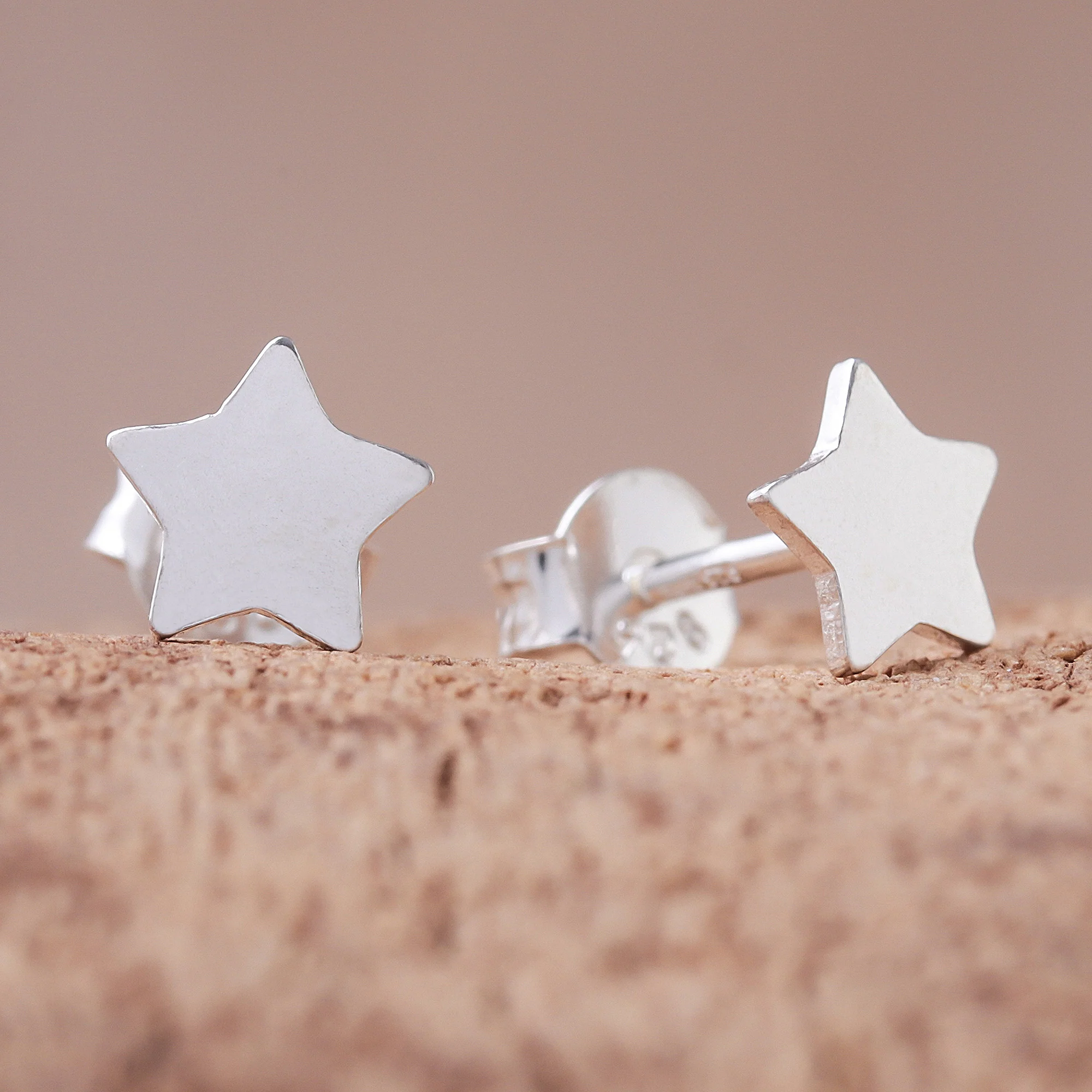 Simple Stars Star-Shaped Sterling Silver Stud Earrings from Thailand - Image 3