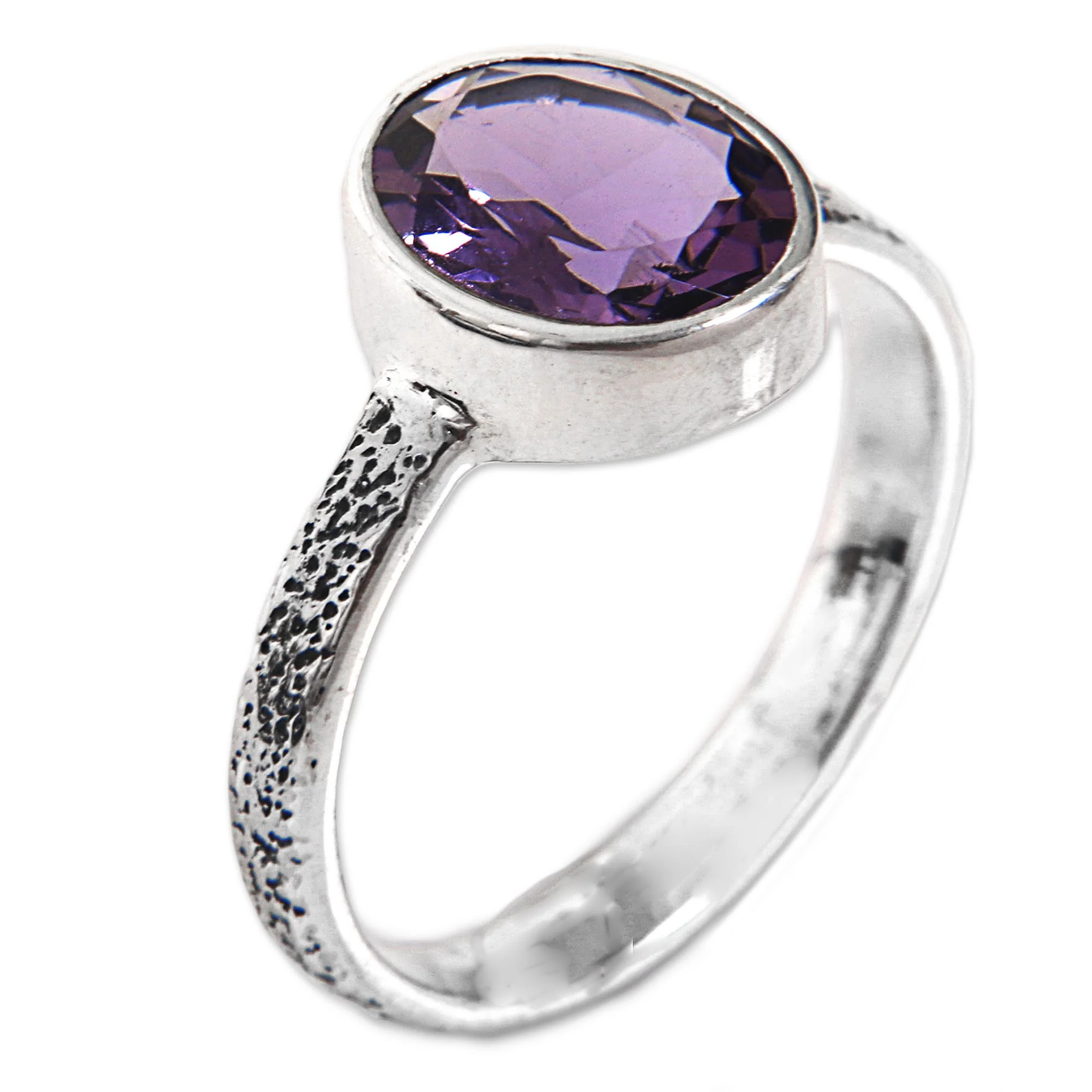 Simply in Purple Hand Made Amethyst and Silver Solitaire Ring from Indonesia - Image 5