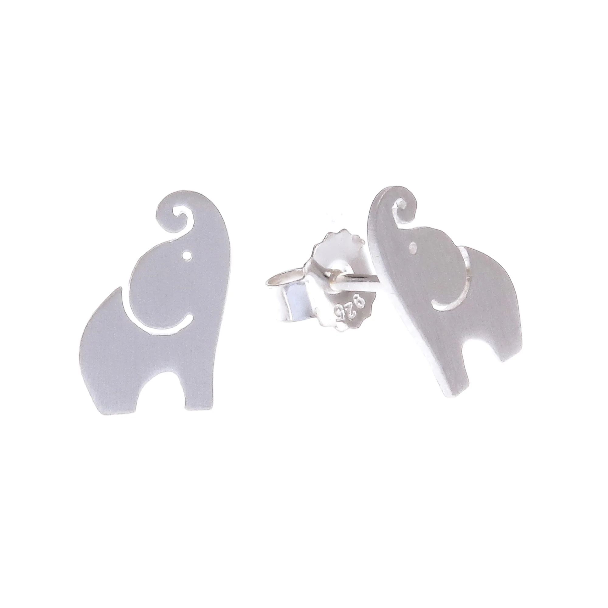 Singing Elephants Brushed-Satin Sterling Silver Elephant Stud Earrings - Image 4