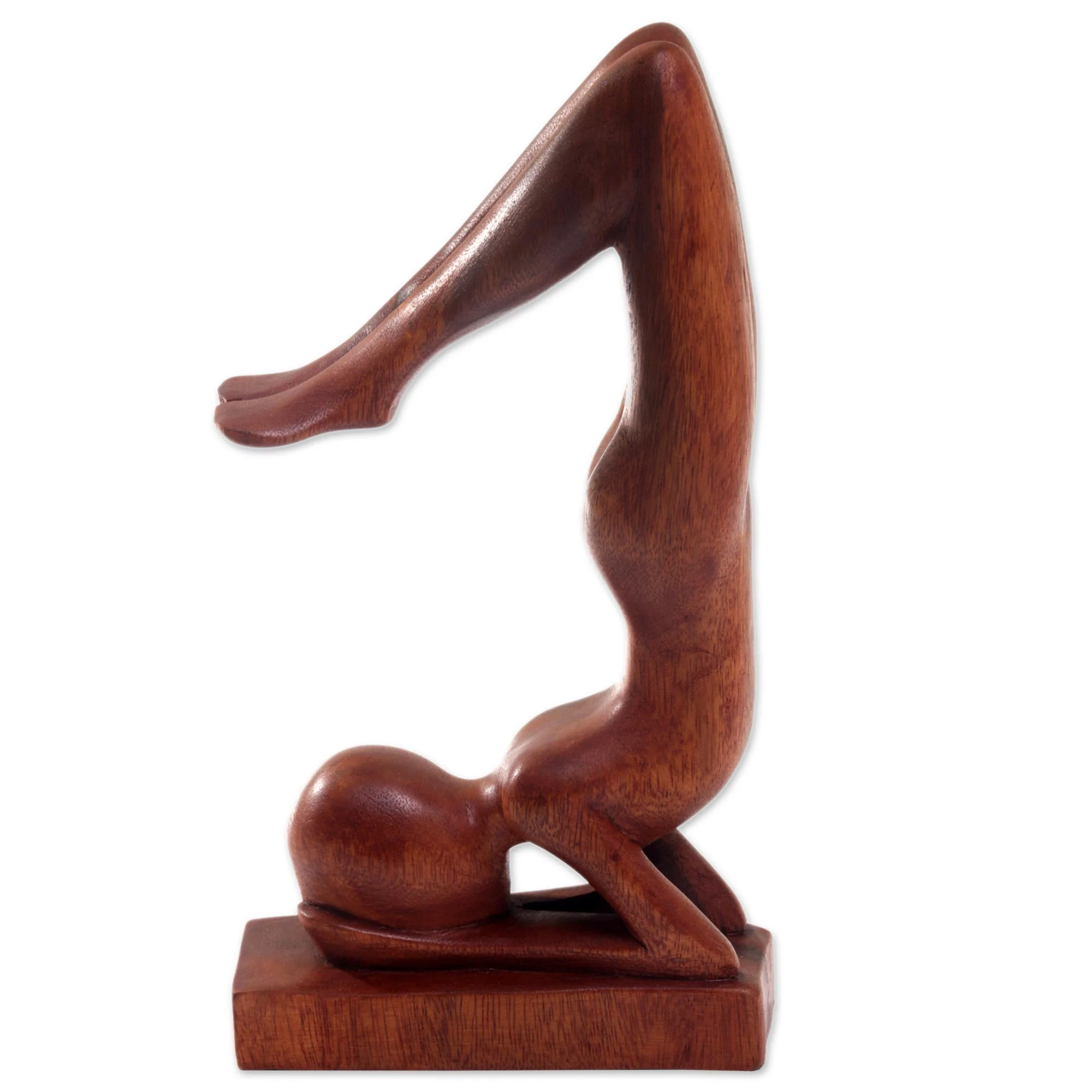 Sirsasana Pose Handmade Sirsasana Pose Yoga Statuette Brown Suar Wood - Image 2
