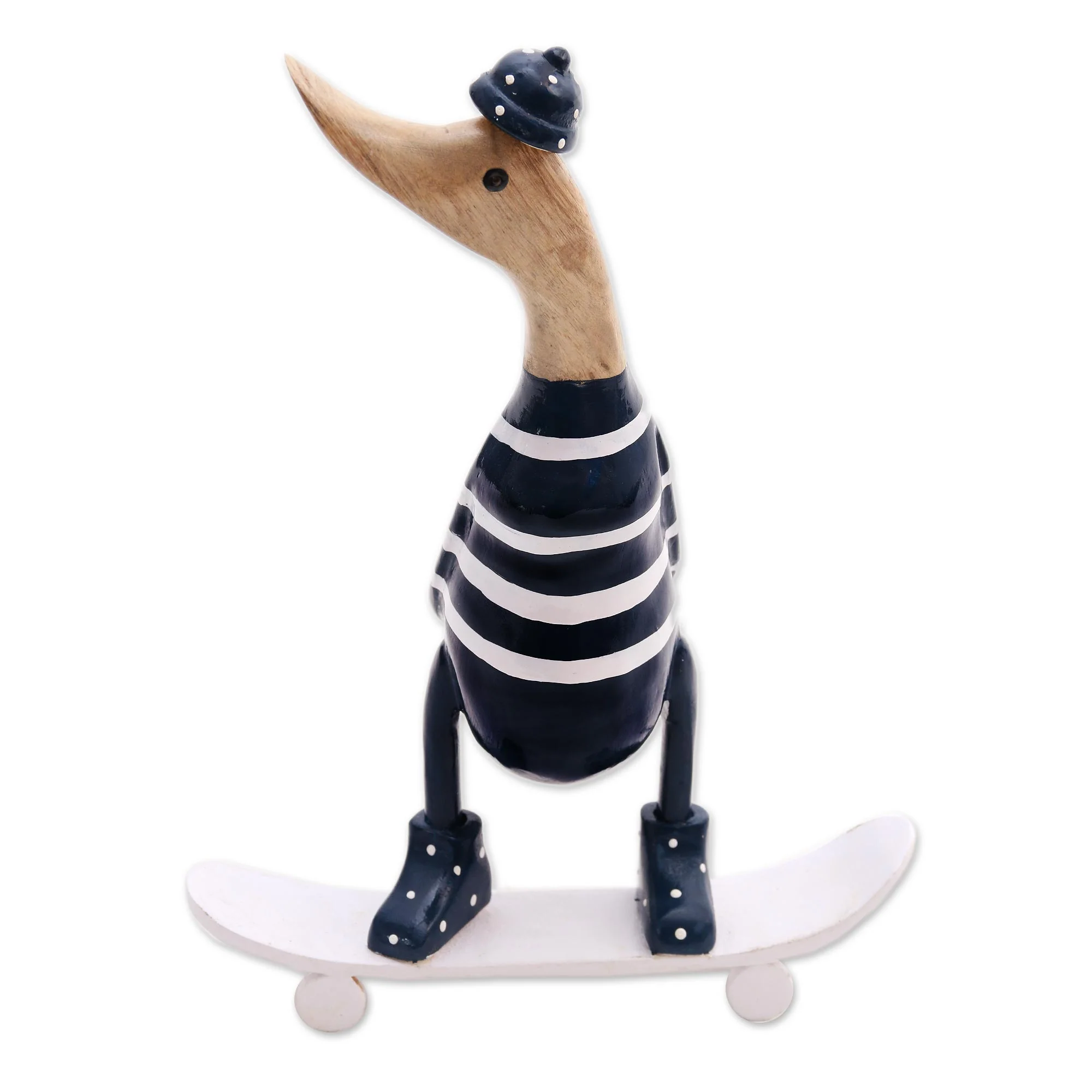 Skateboard Duck Acacia Wood and Bamboo Root Skateboarder Duck Sculpture - Image 5