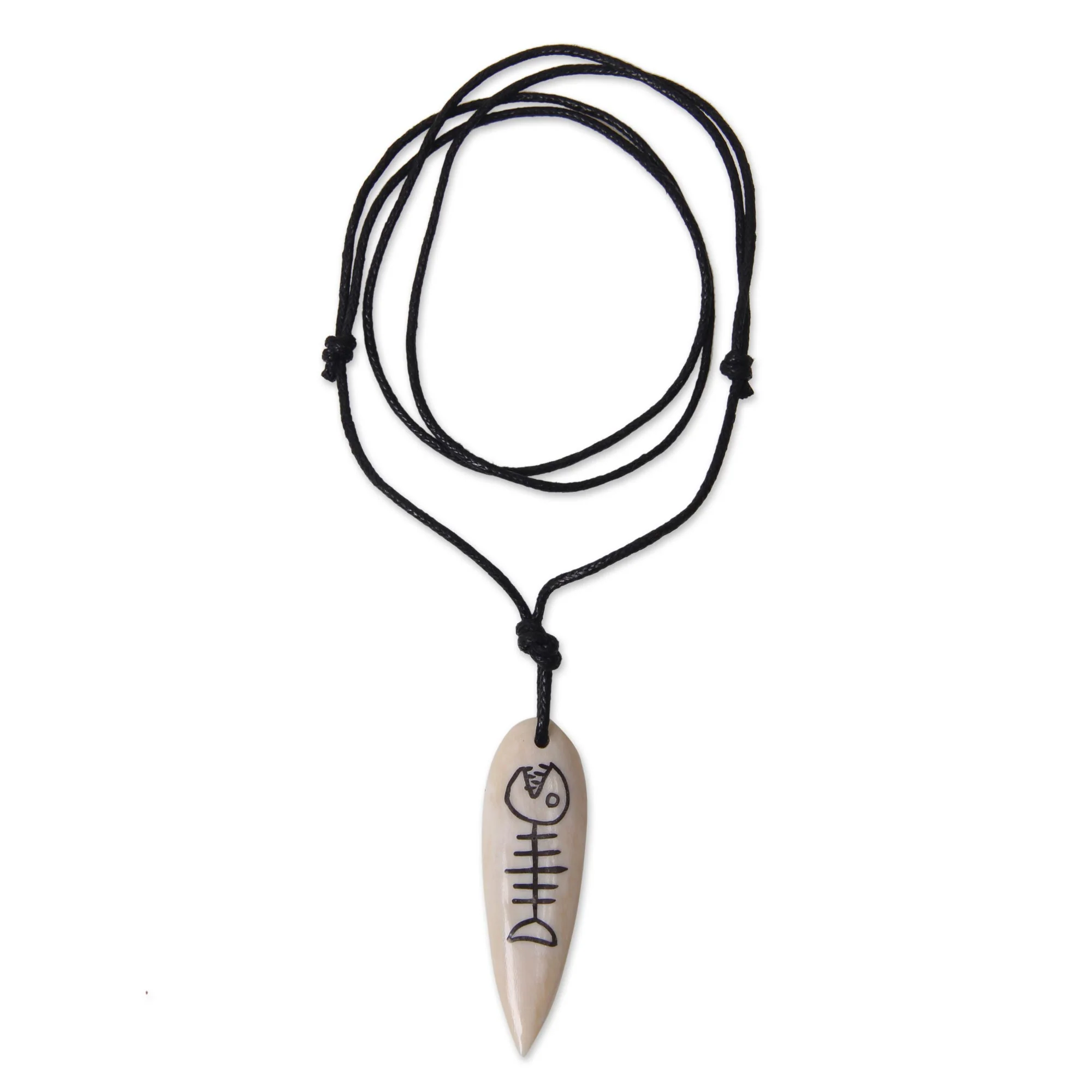 Skeletal Fish Pendant Necklace - Image 2