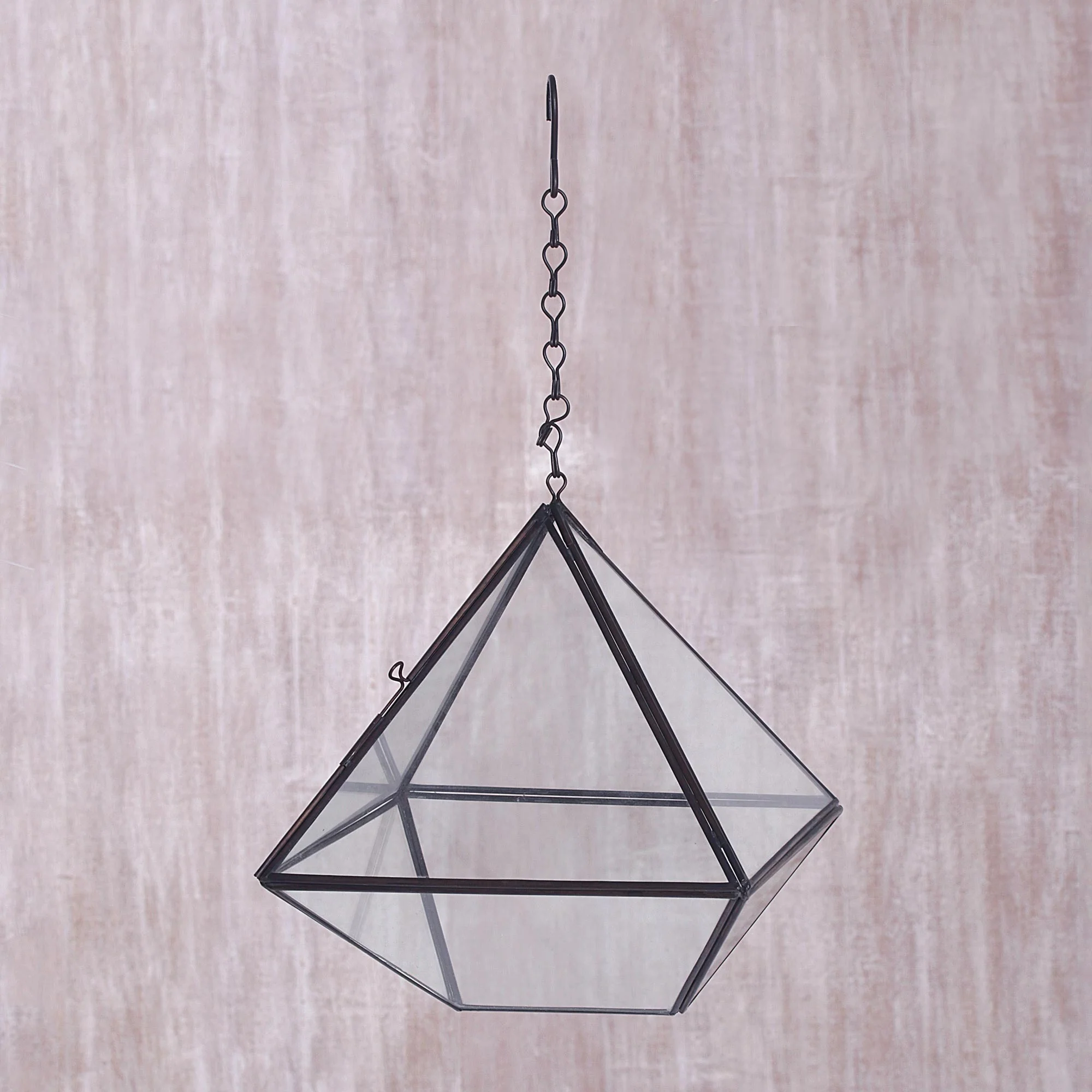 Sky Garden Artisan Handmade Geometric Glass Hanging Terrarium Indonesia - Image 4