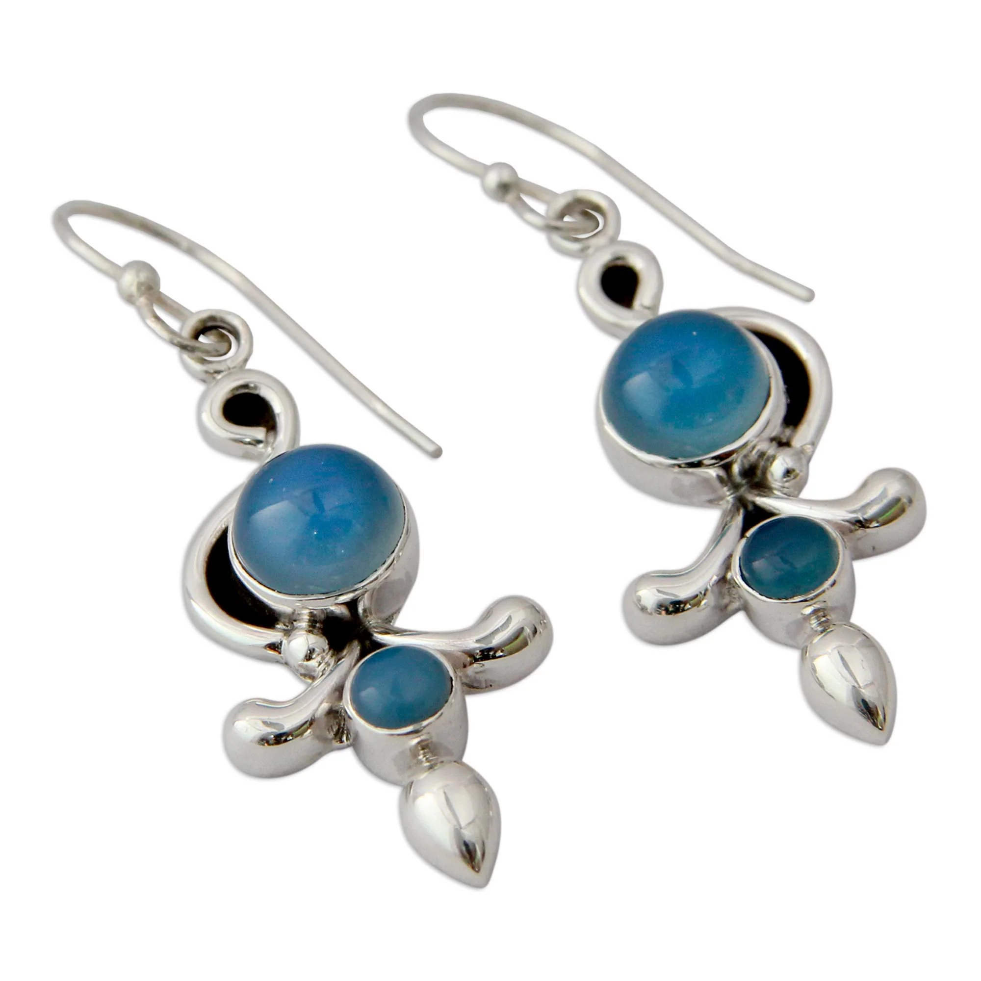 Sky Garland Sterling Silver and Chalcedony Earrings India Jewelry - Image 4