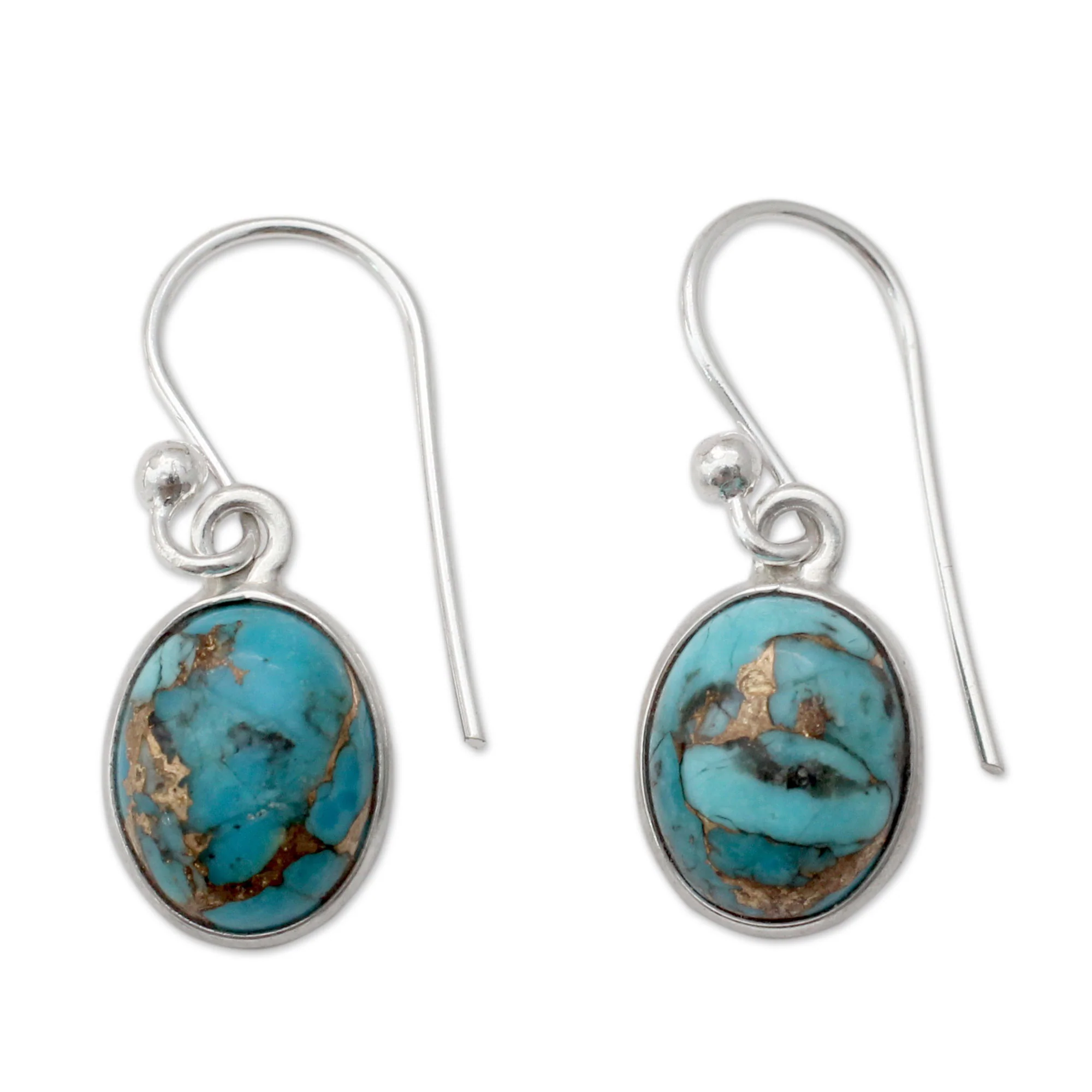 Sky Harmony Turquoise Silver Dangle Earrings - Image 2