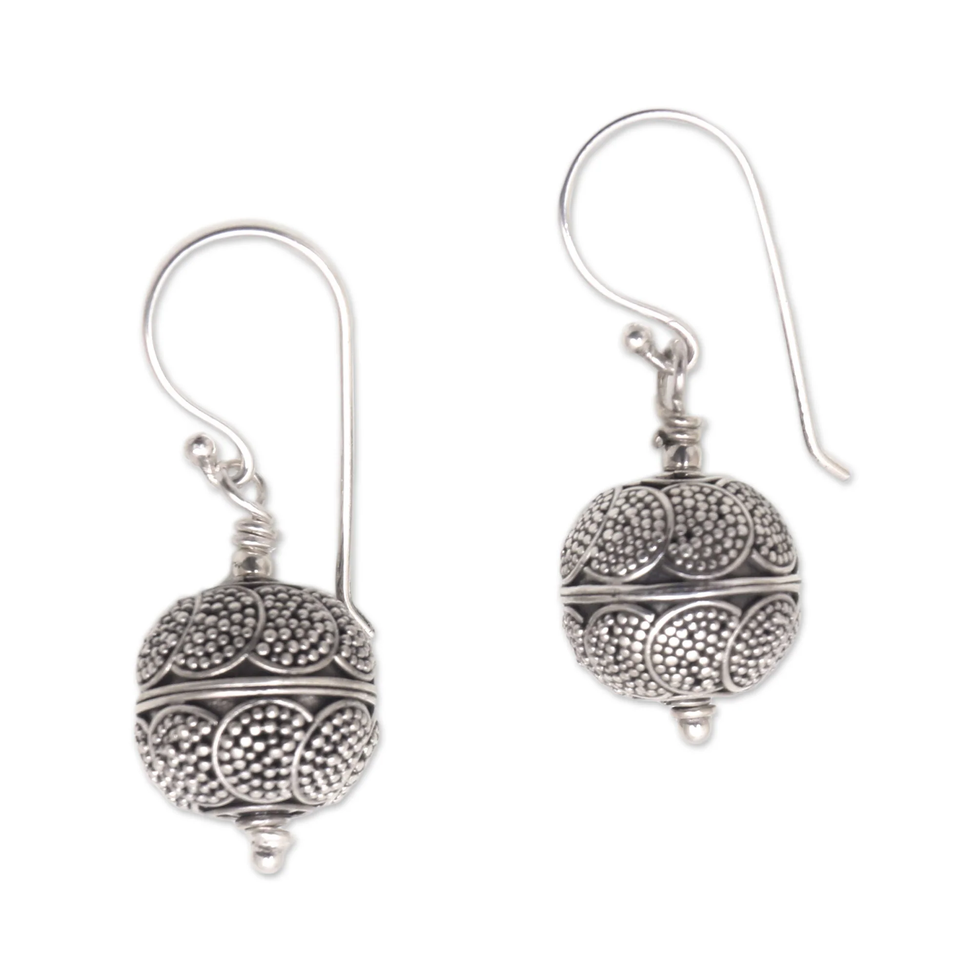 Sky Lanterns Dot Motif Sterling Silver Dangle Earrings from Bali - Image 5