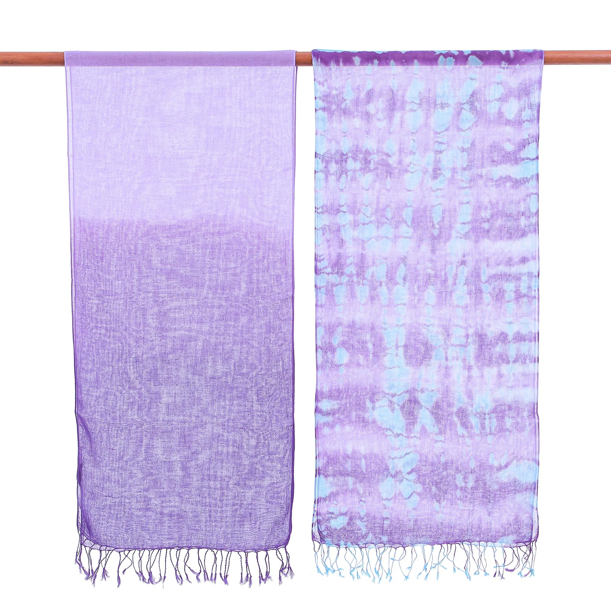 Sky of Love Pair of Cotton Scarves in Shades of Blue - Image 4