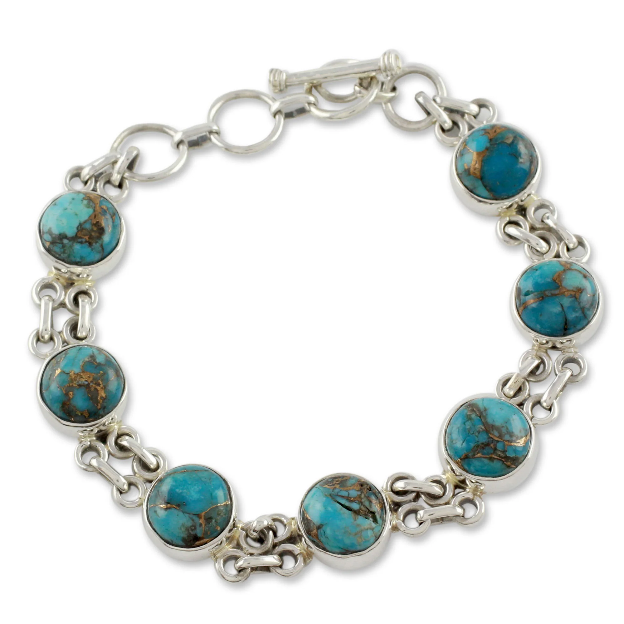 Sky Paths Silver and Comp Turquoise Bracelet from India Jewelry - Image 2