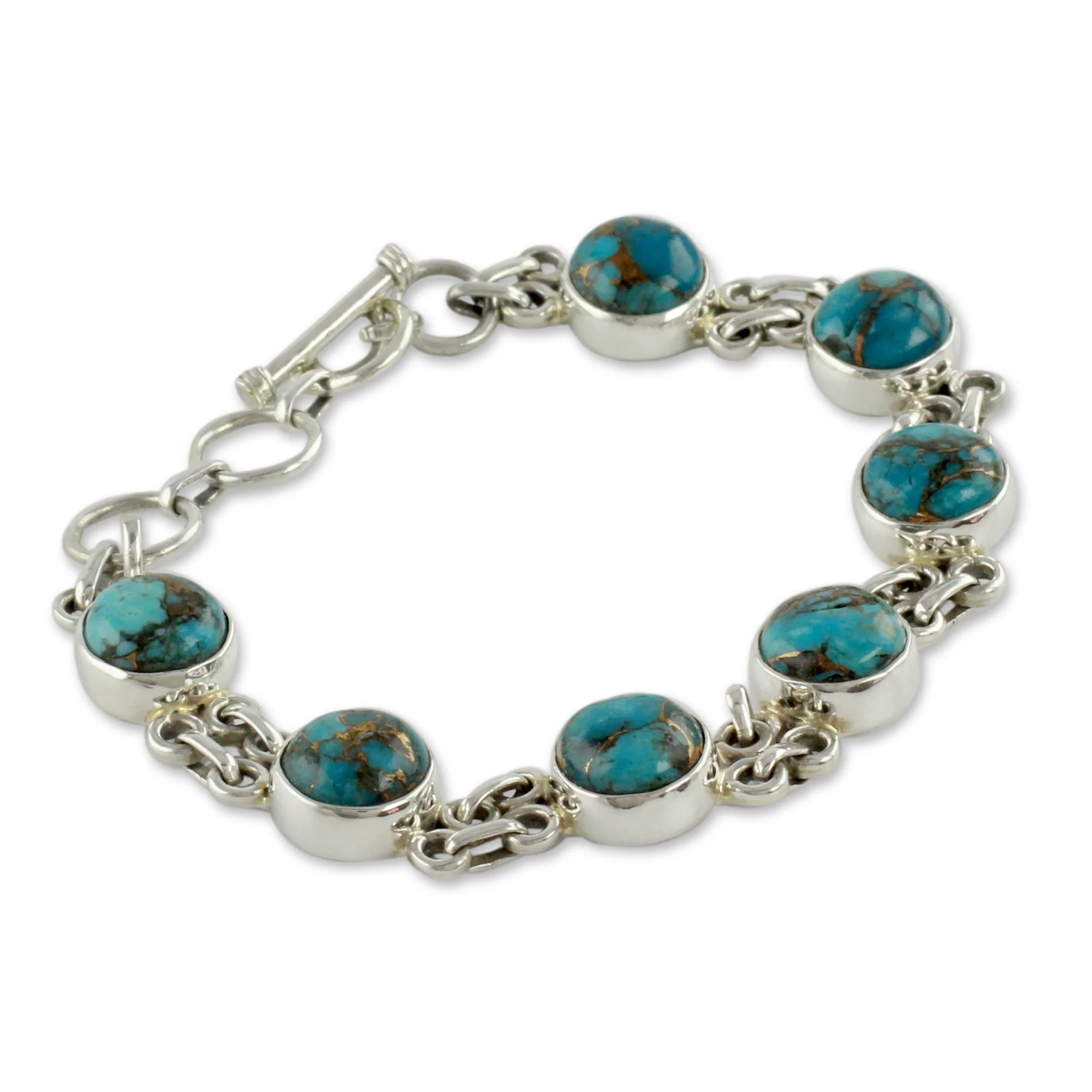 Sky Paths Silver and Comp Turquoise Bracelet from India Jewelry - Image 3