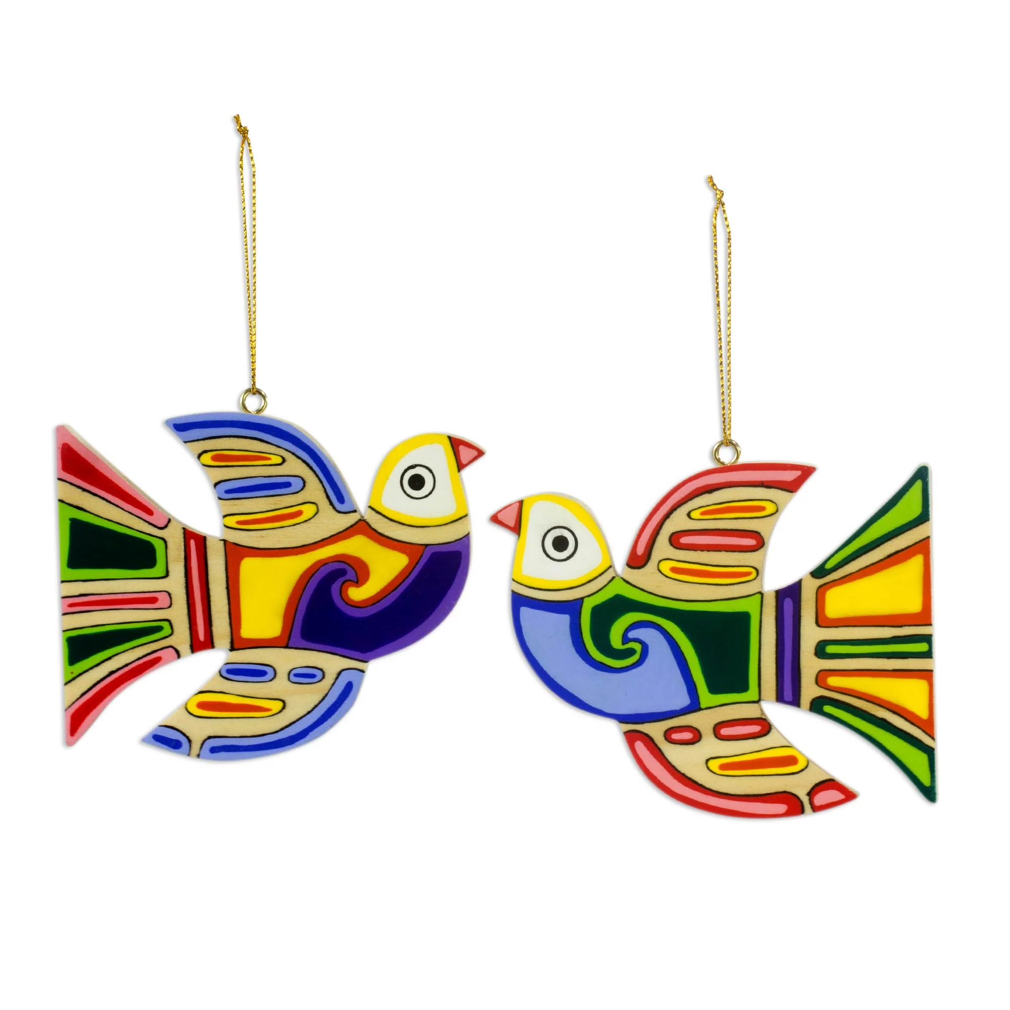 Skybird Hand Painted Pinewood Ornament Set - Image 2