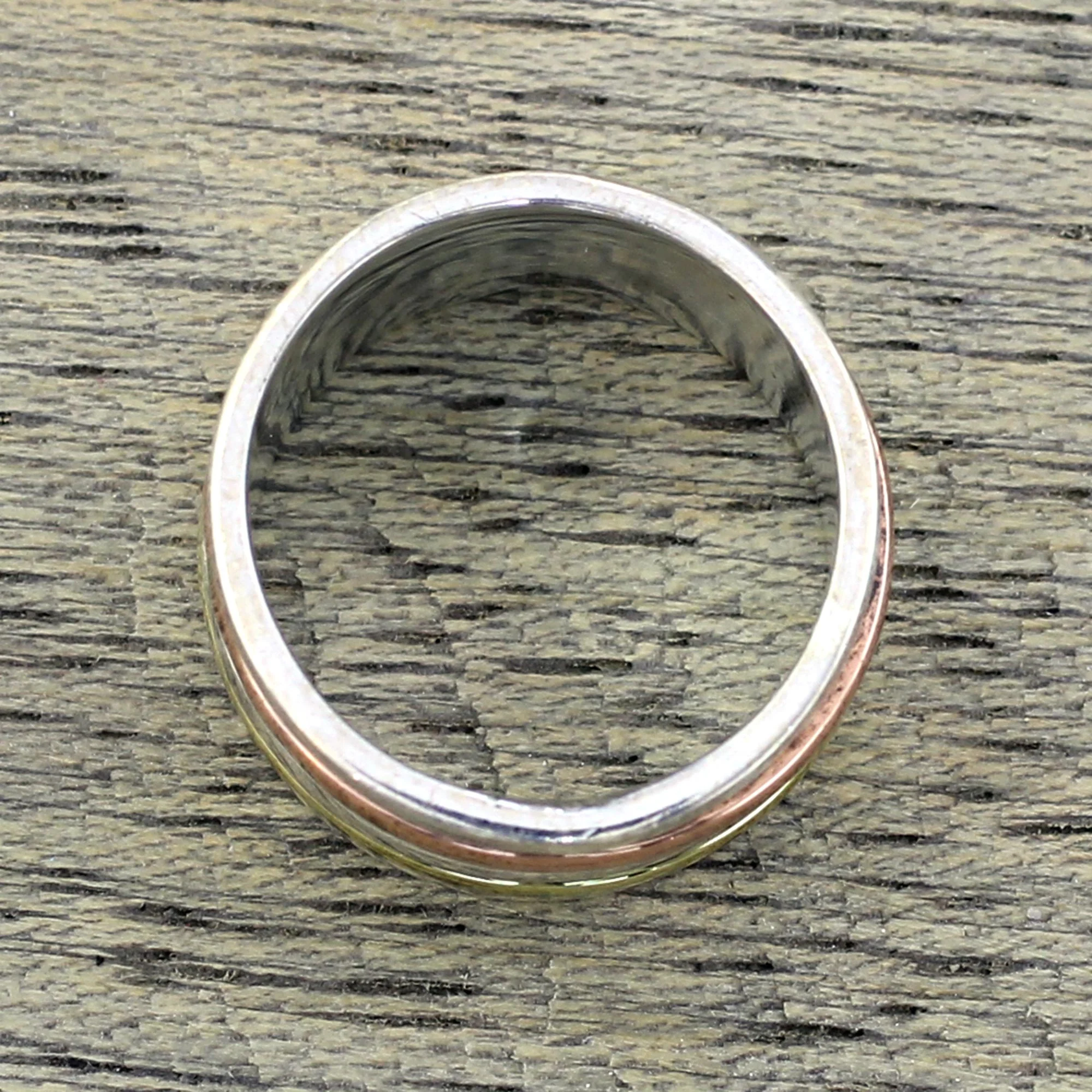 Sleek Simplicity Tri-Tone Meditation Spinner Ring - Image 2
