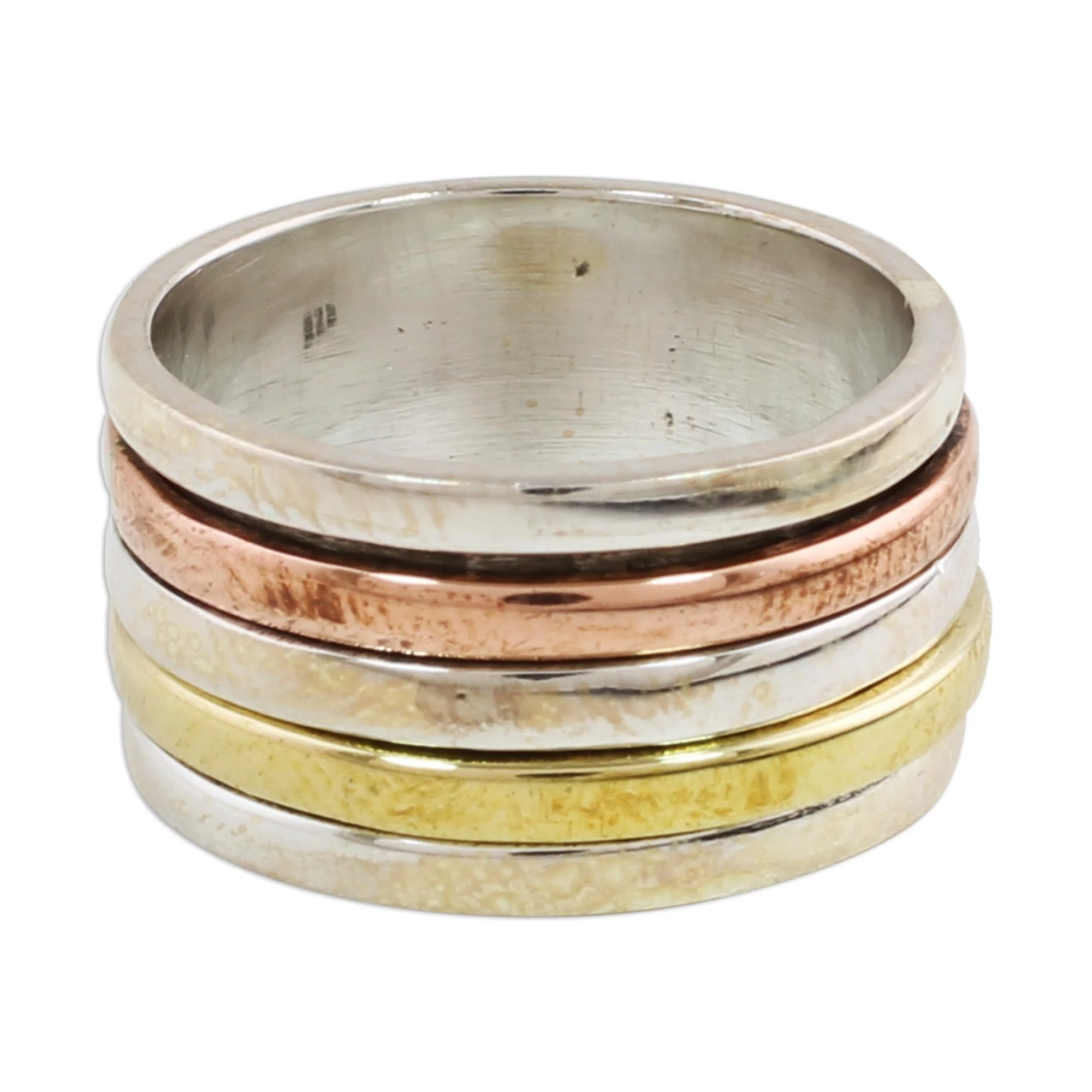 Sleek Simplicity Tri-Tone Meditation Spinner Ring - Image 3
