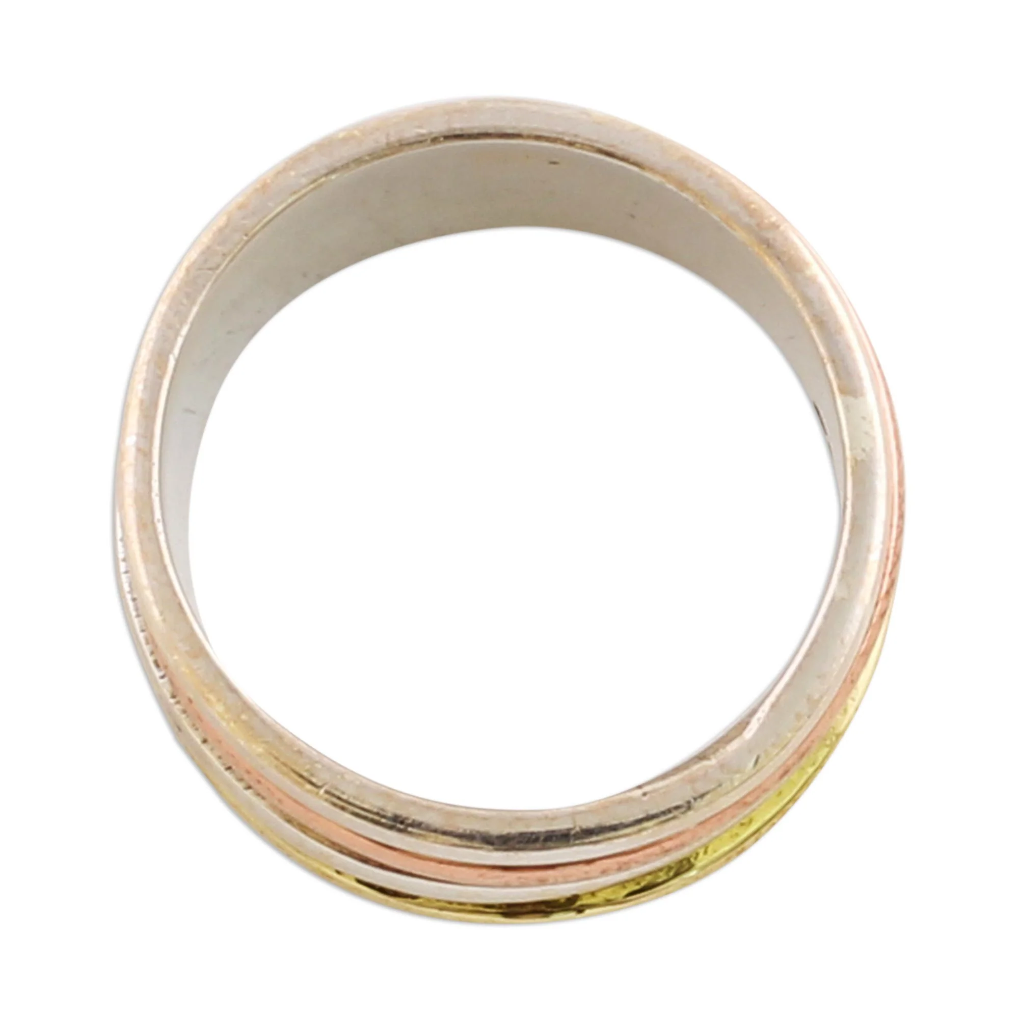 Sleek Simplicity Tri-Tone Meditation Spinner Ring - Image 4