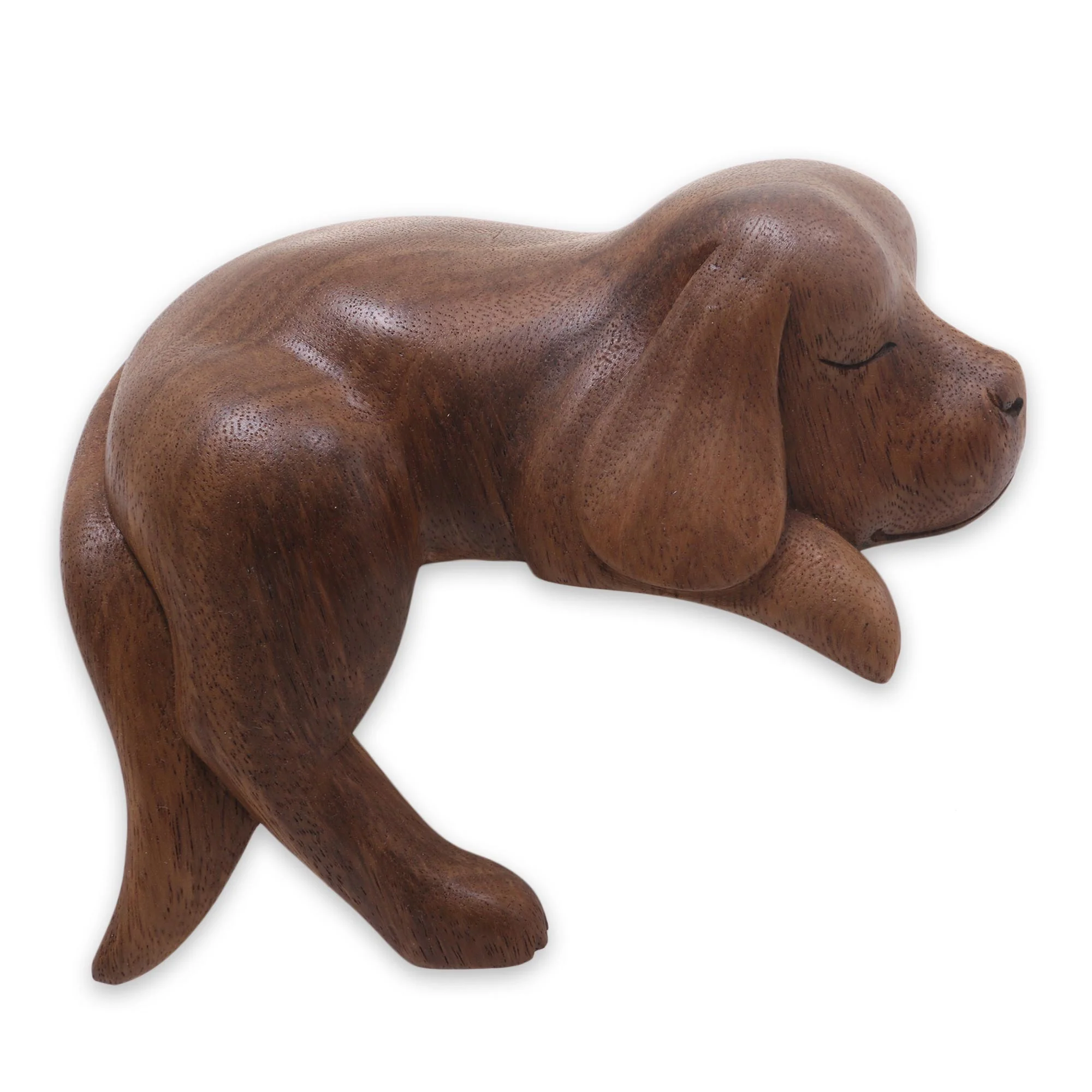 Sleepy Cocker Spaniel Sleeping Cocker Spaniel Puppy Sculpture Carved in Wood - Image 2