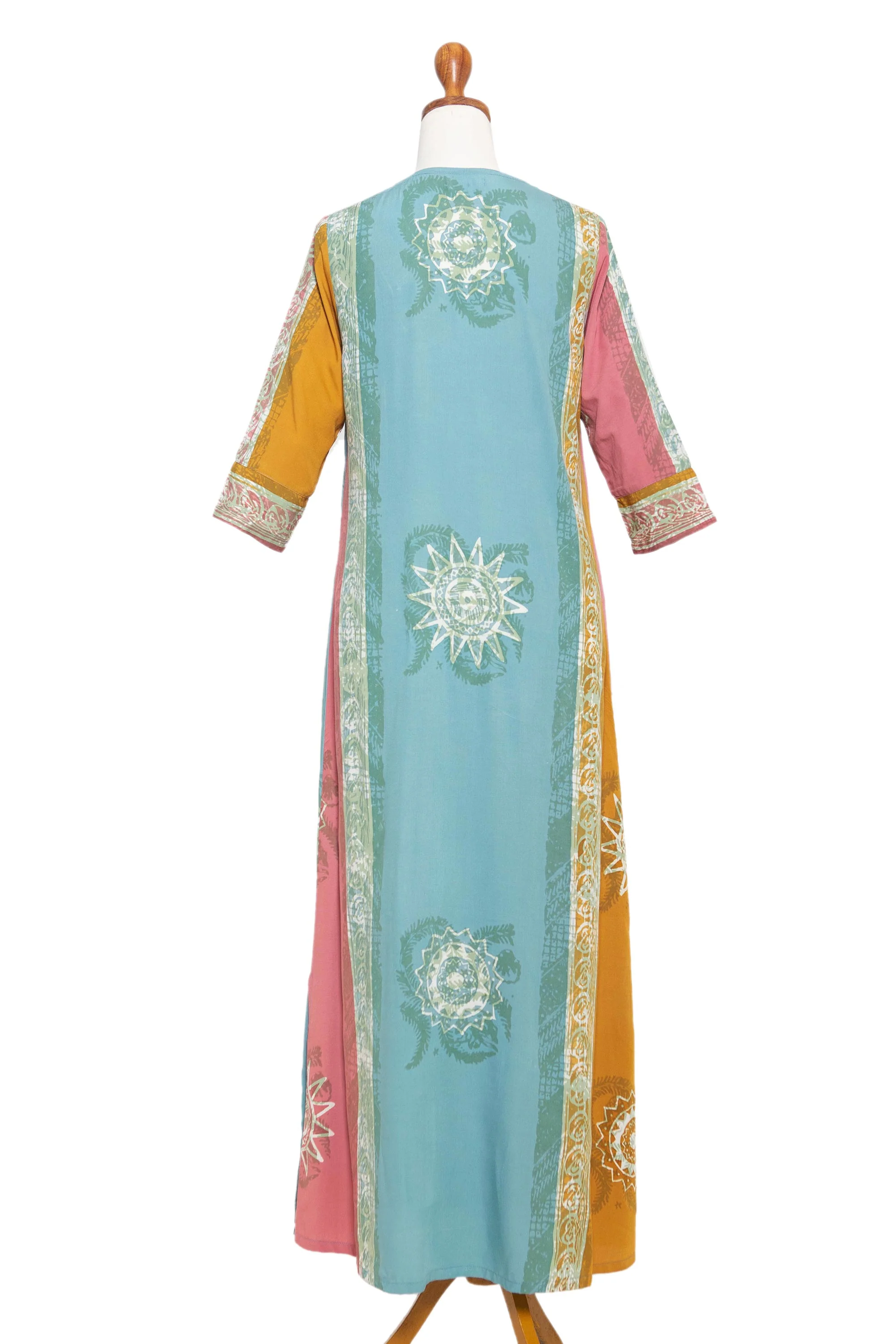 Slow Day in Amber Batik-Dyed Rayon Maxi Dress from Bali - Image 4