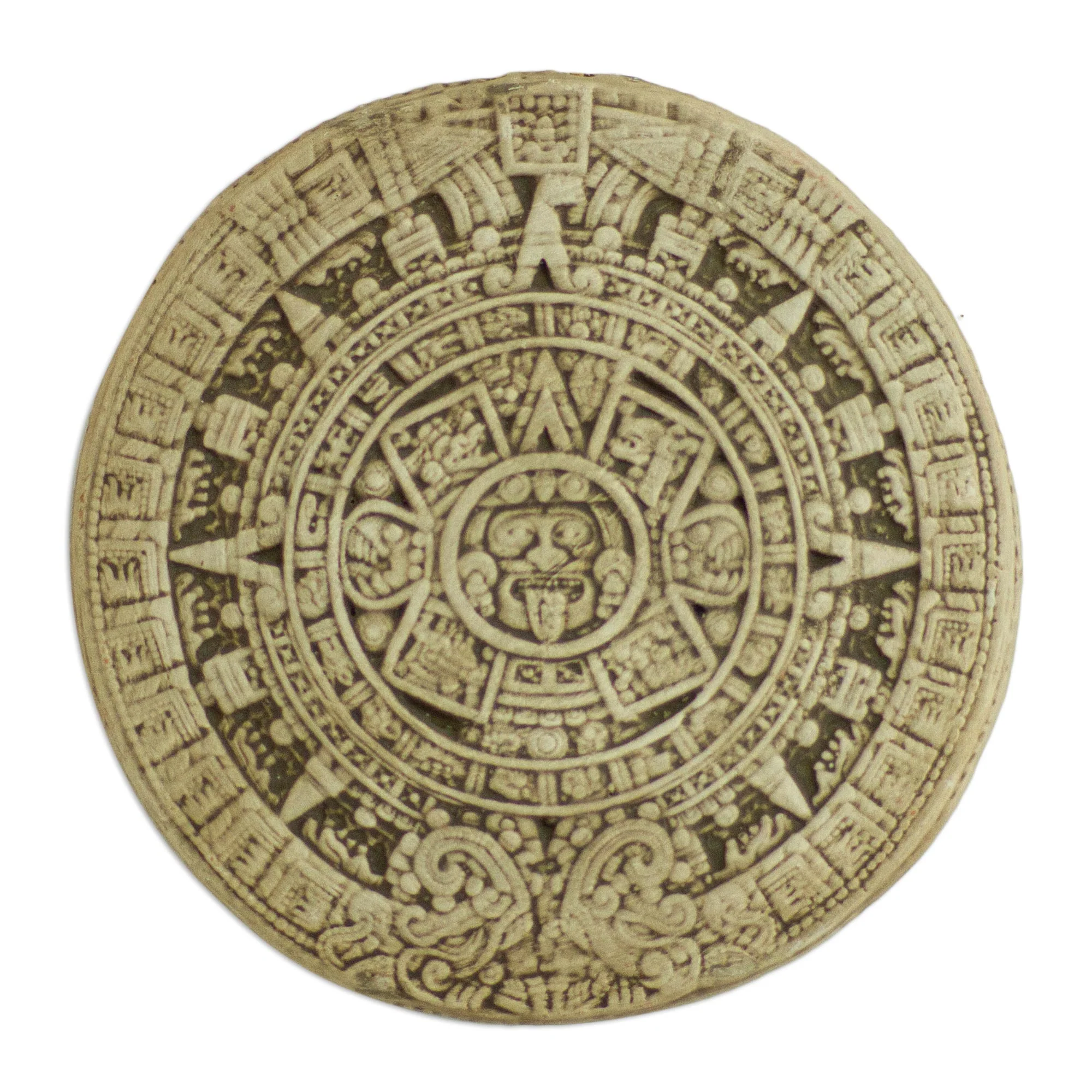 Small Beige Aztec Calendar Ceramic plaque - Image 2
