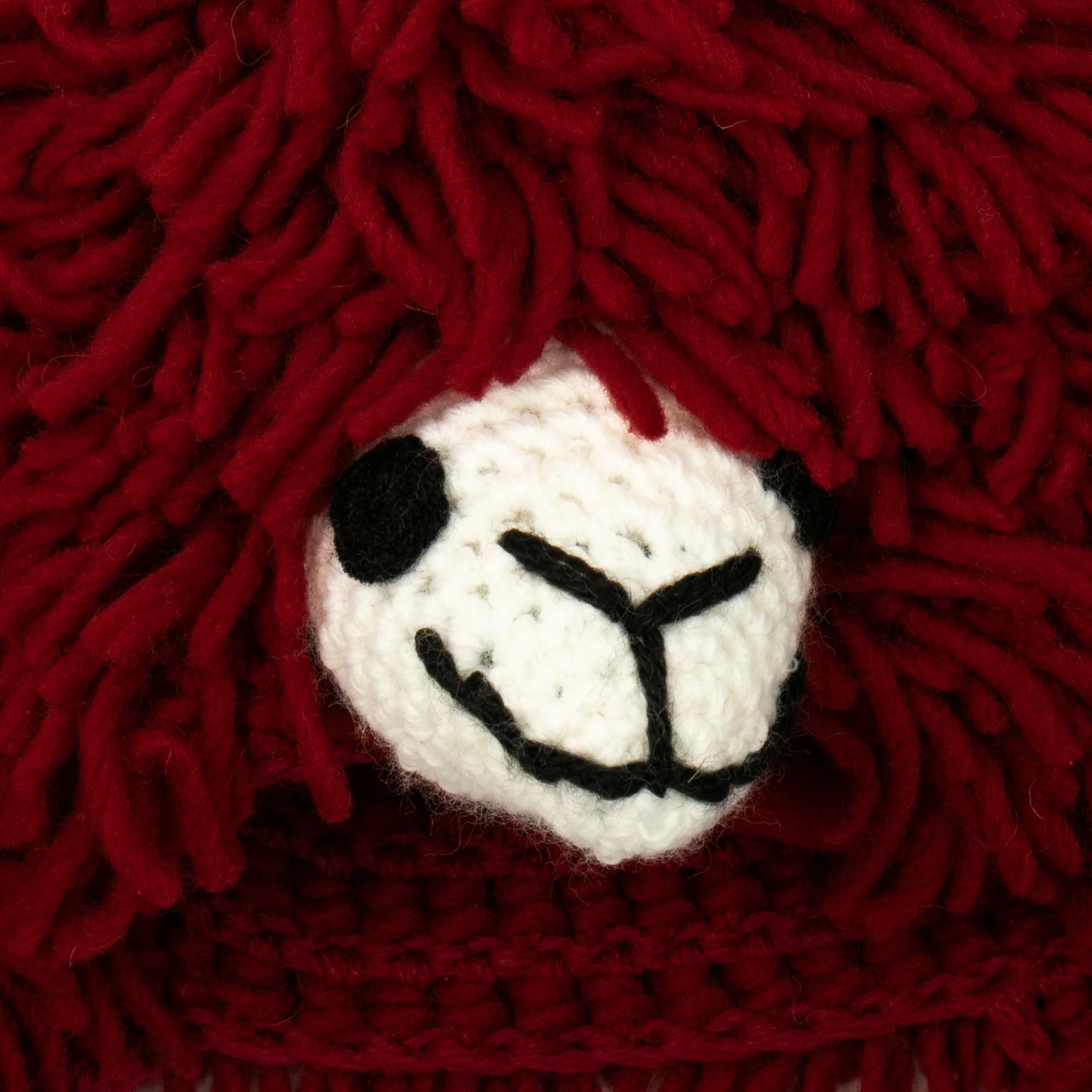 Smiling Llama Furry Red Llama Beanie Hat from Peru - Image 4