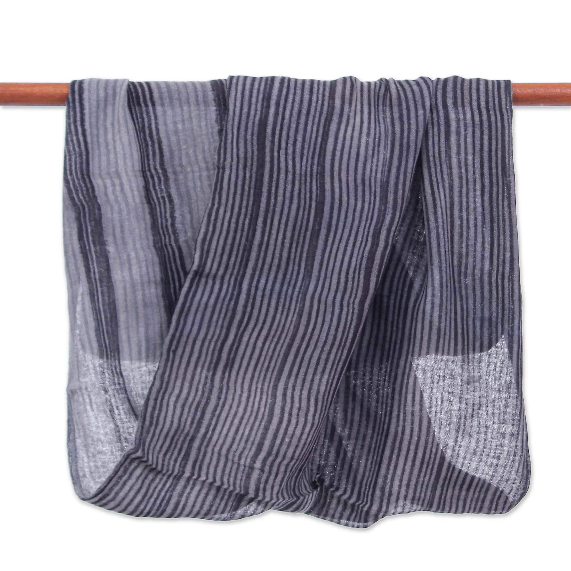 Smoke Hand Woven 100% Cotton Infinity Scarf in Black and White - Image 4