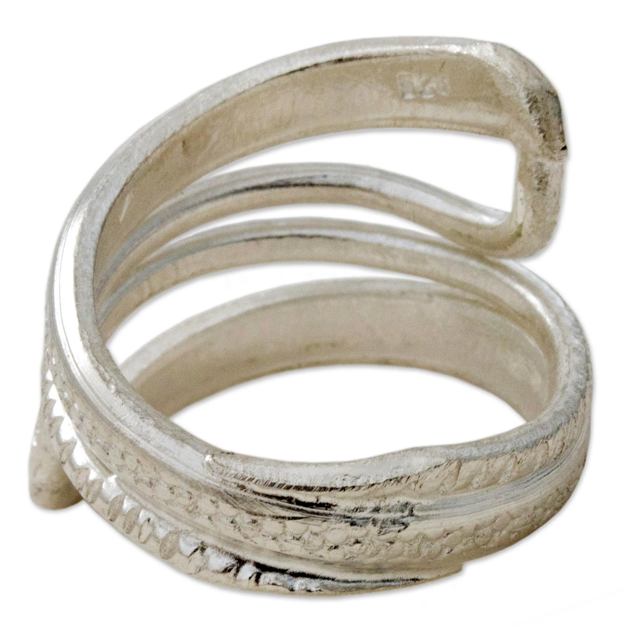 Snake Path High Polish Textured Sterling Silver Wrap Ring Thailand - Image 3