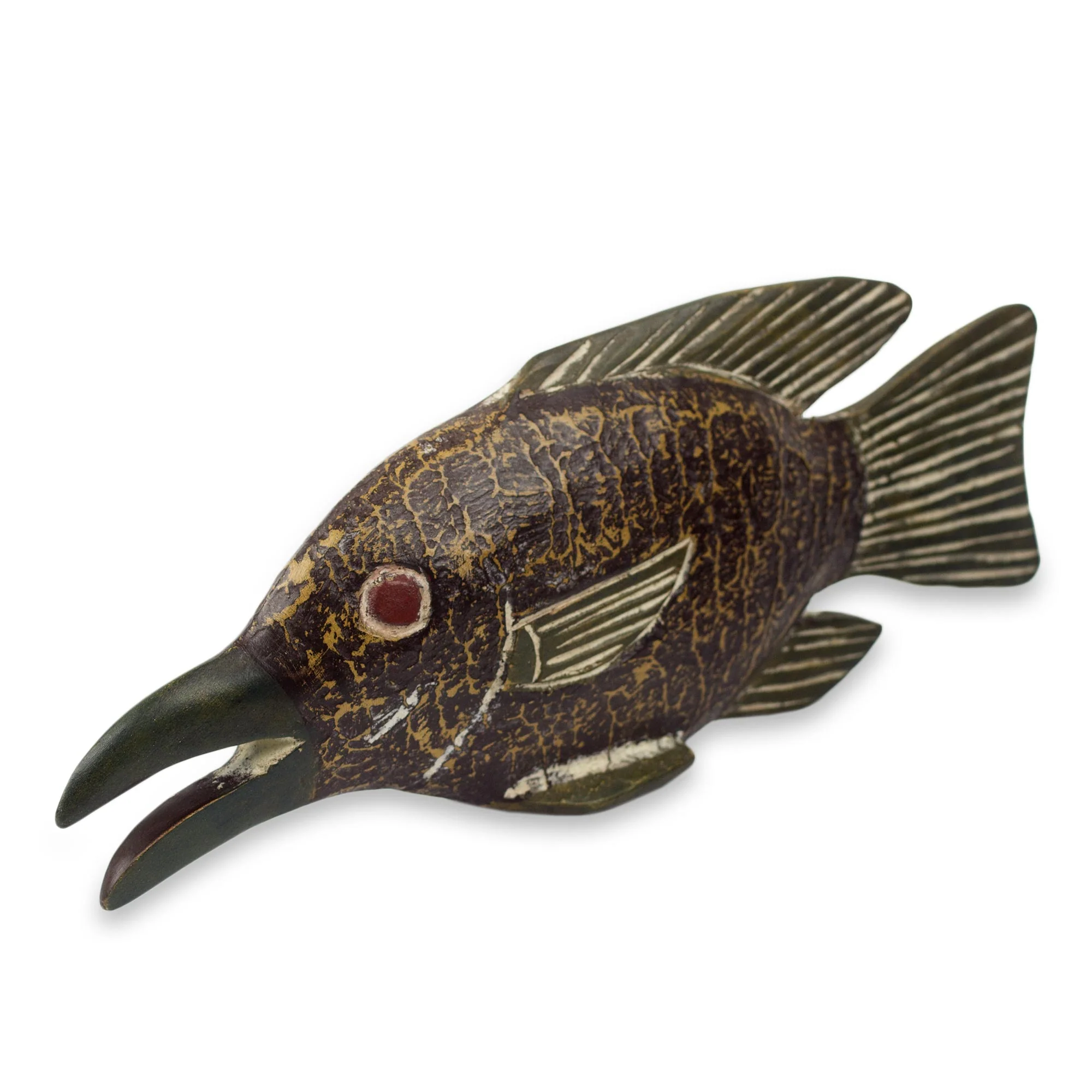 Snipefish Rustic Fish Sculpture Hand Carved of Wood in Ghana - Image 3