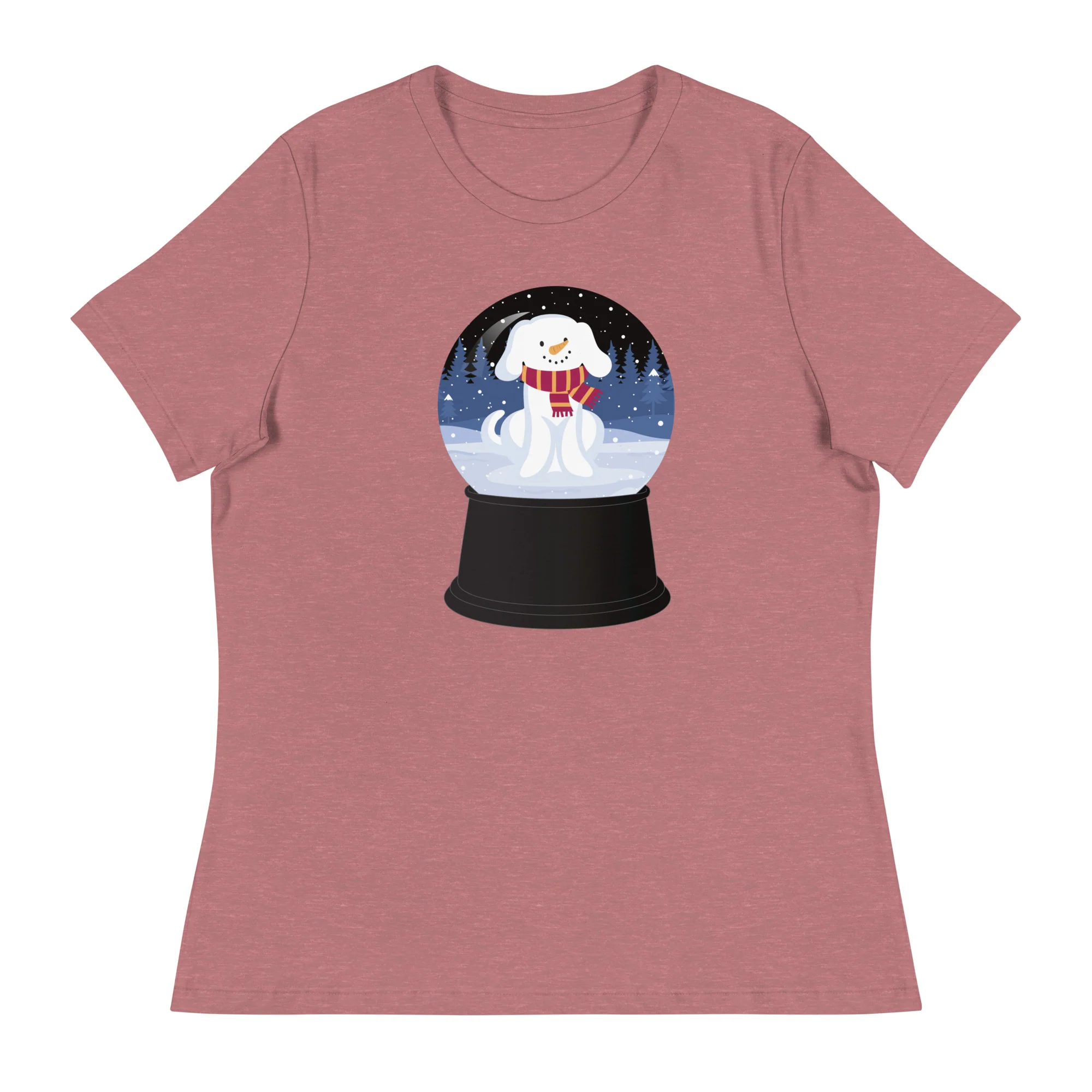 Snowman Puppy Snow Globe Women's Relaxed T-Shirt - Image 6